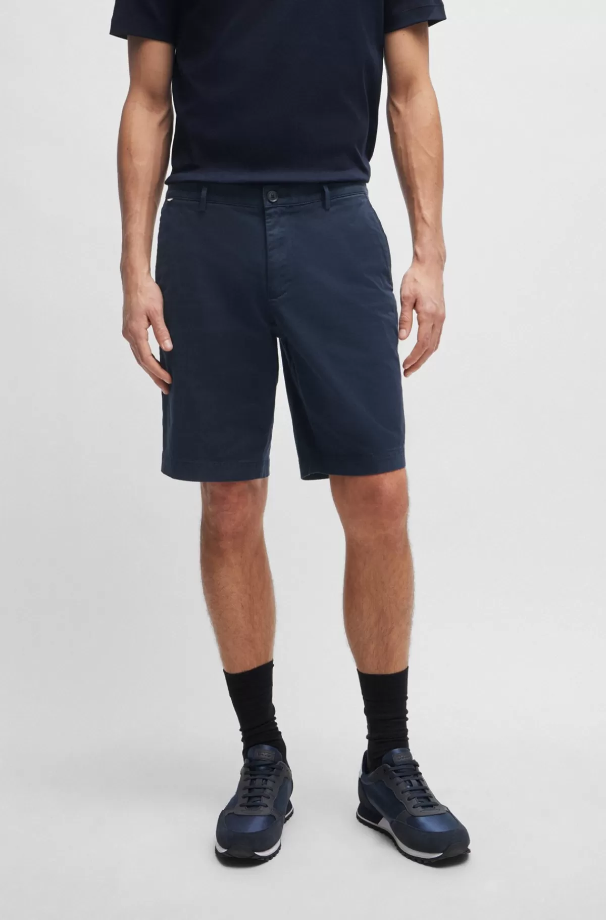 HUGO BOSS Shorts I Slim Fit Af Bomuldsgabardine Med Stræk Mørkeblå Shop