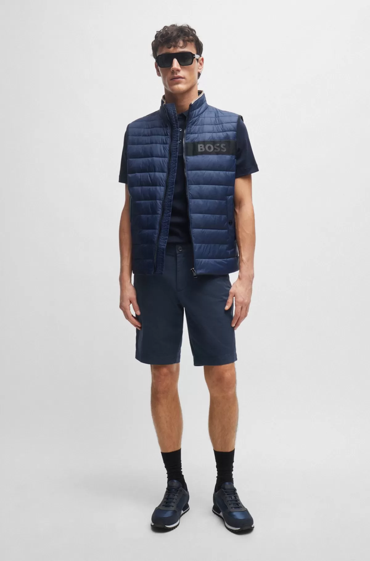 HUGO BOSS Shorts I Slim Fit Af Bomuldsgabardine Med Stræk Mørkeblå Shop