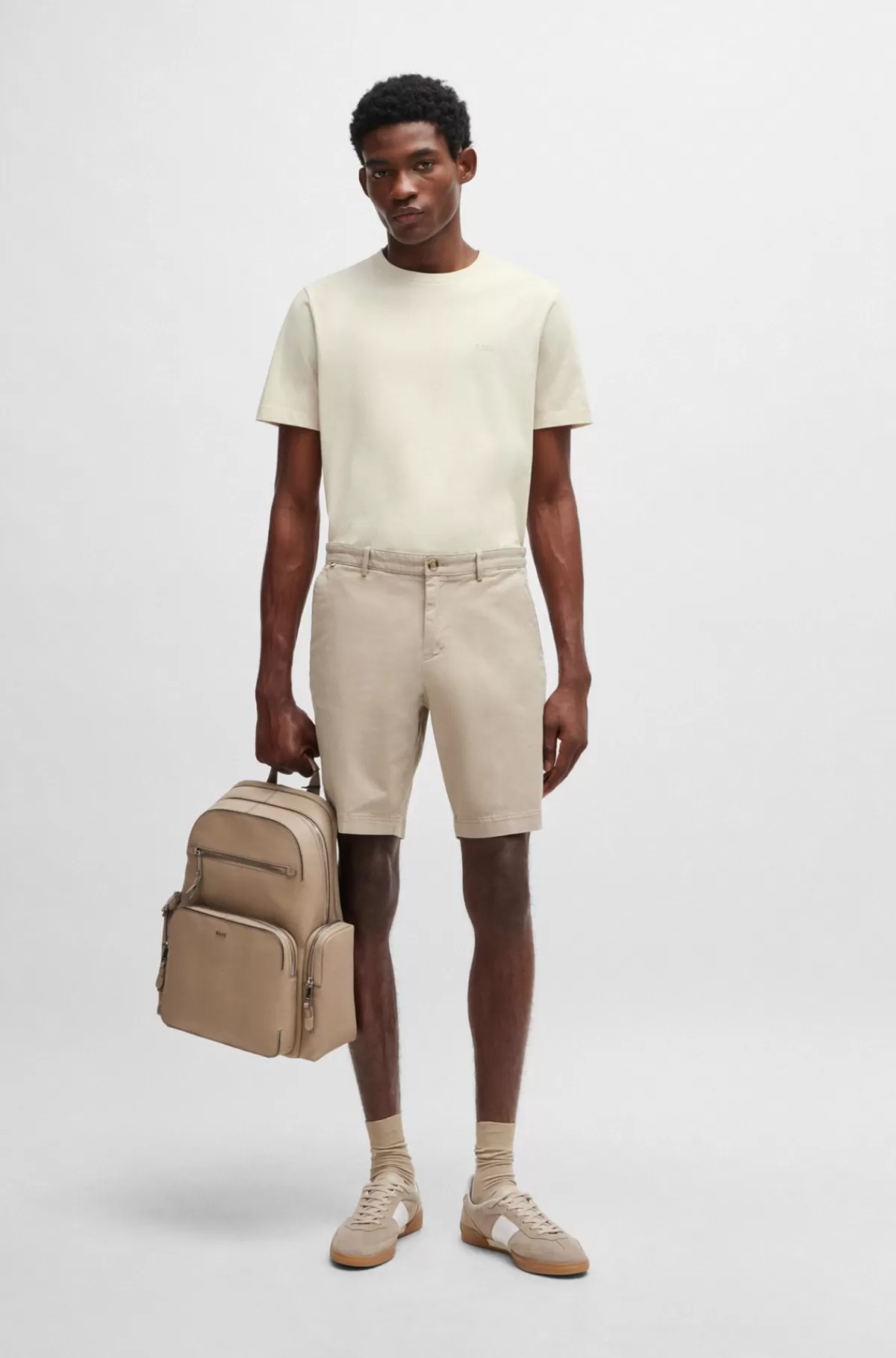 HUGO BOSS Shorts I Slim Fit Af Bomuldsgabardine Med Stræk Lys beige Flash Sale