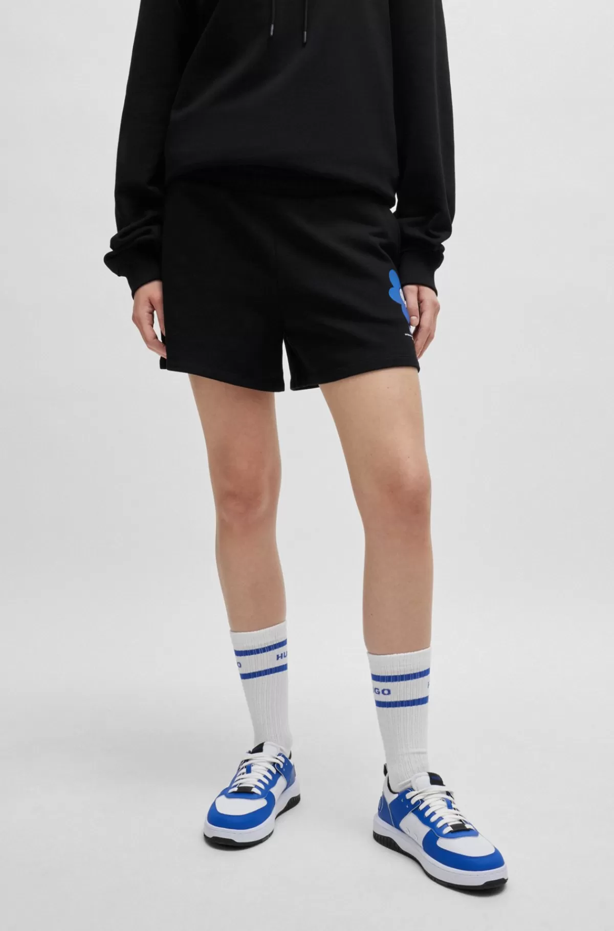 HUGO BOSS Shorts I Sweatkvalitet Af Bomuld Med Den Nye Sæsons Logo Sort Best Sale