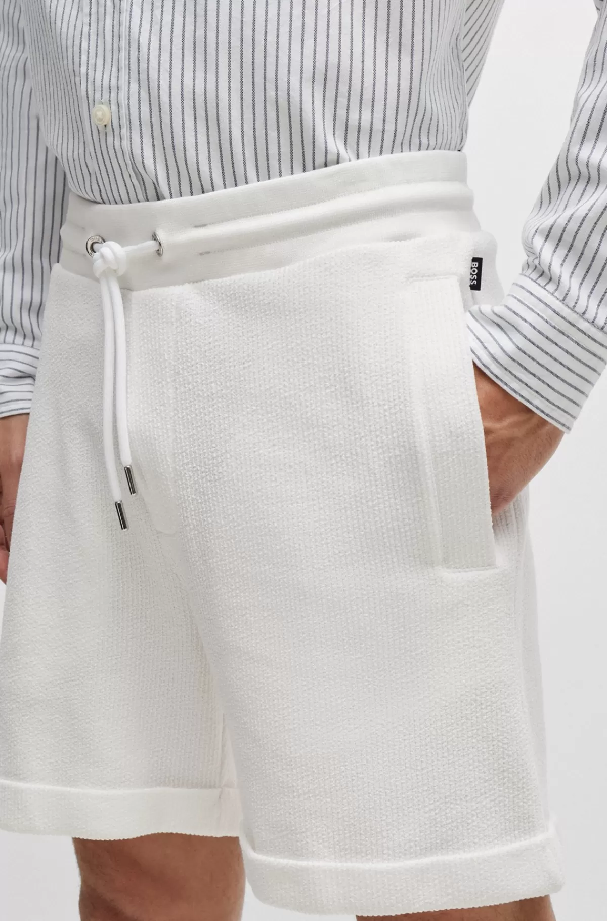 HUGO BOSS Shorts Med Oversize Fit Og Sølvfarvede Kanter Hvid Fashion