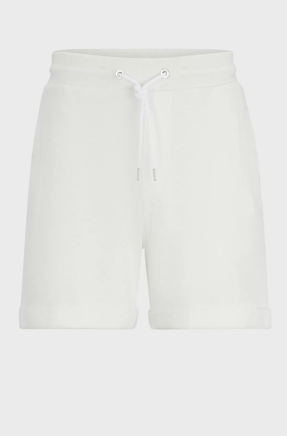 HUGO BOSS Shorts Med Oversize Fit Og Sølvfarvede Kanter Hvid Fashion
