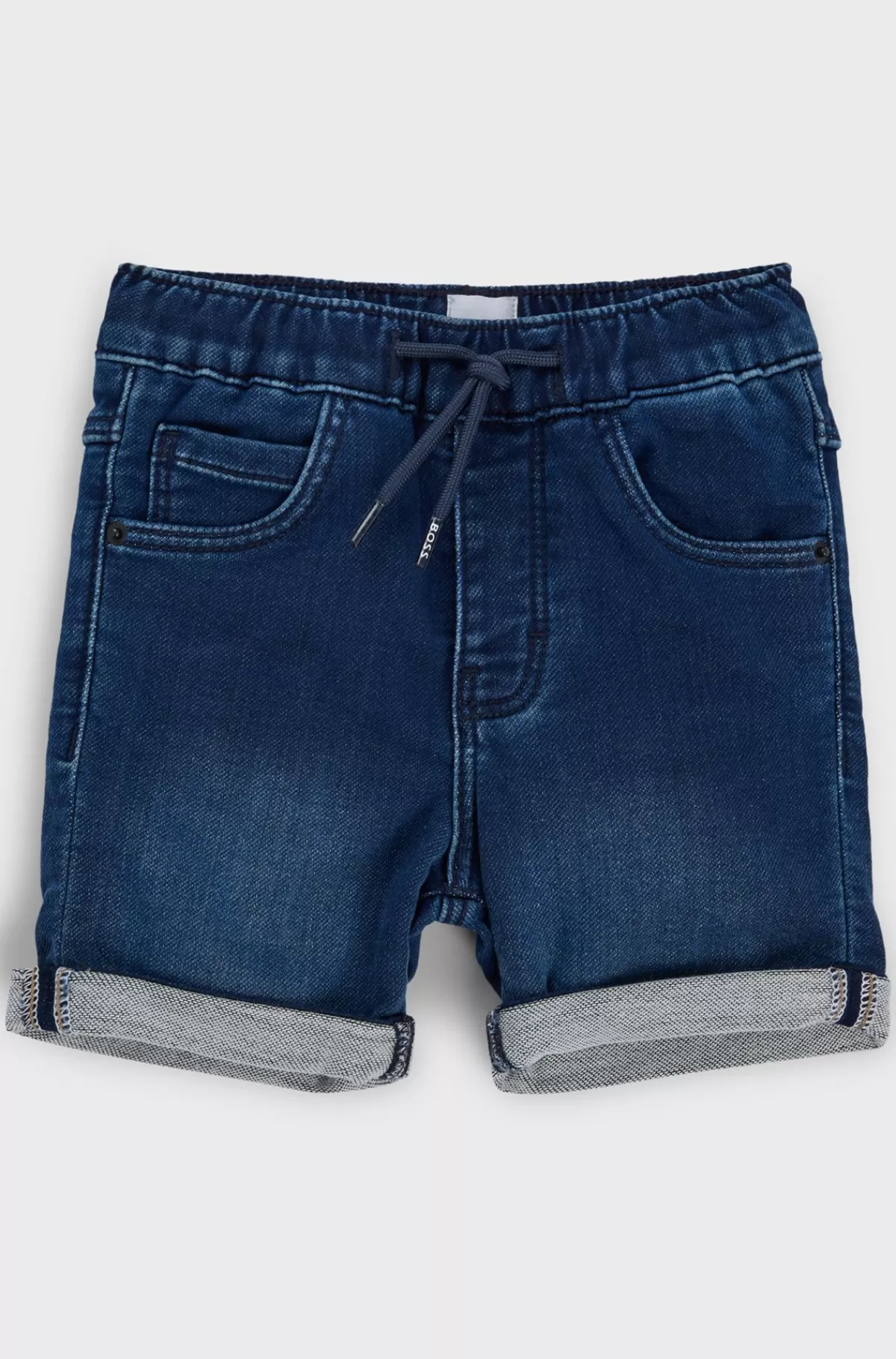 HUGO BOSS Shorts Til Børn I Blå Strikket Denim Med Stræk Mønstret Best