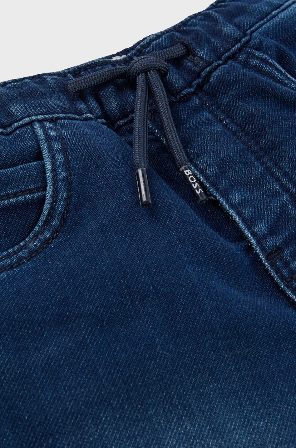 HUGO BOSS Shorts Til Børn I Blå Strikket Denim Med Stræk Mønstret Best
