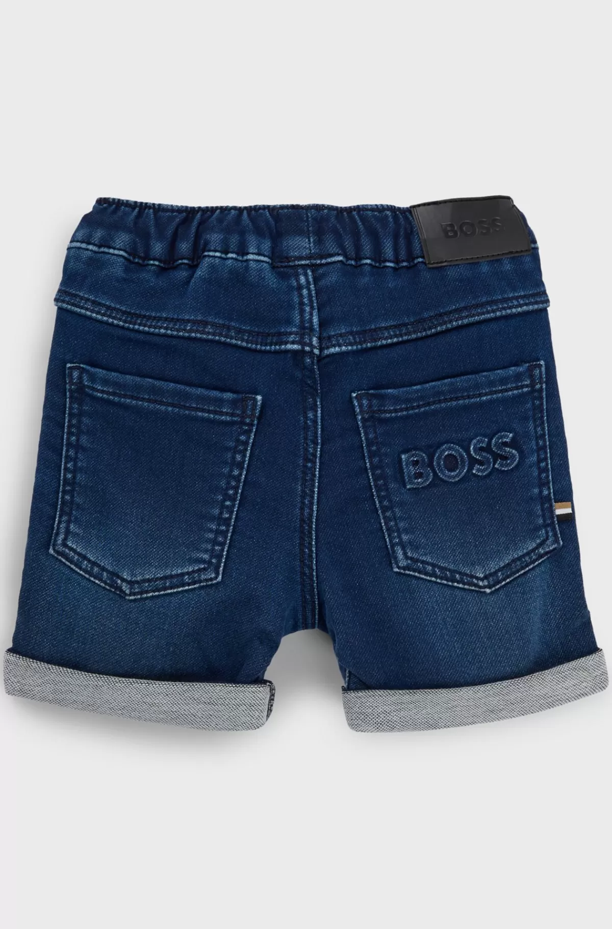 HUGO BOSS Shorts Til Børn I Blå Strikket Denim Med Stræk Mønstret Best