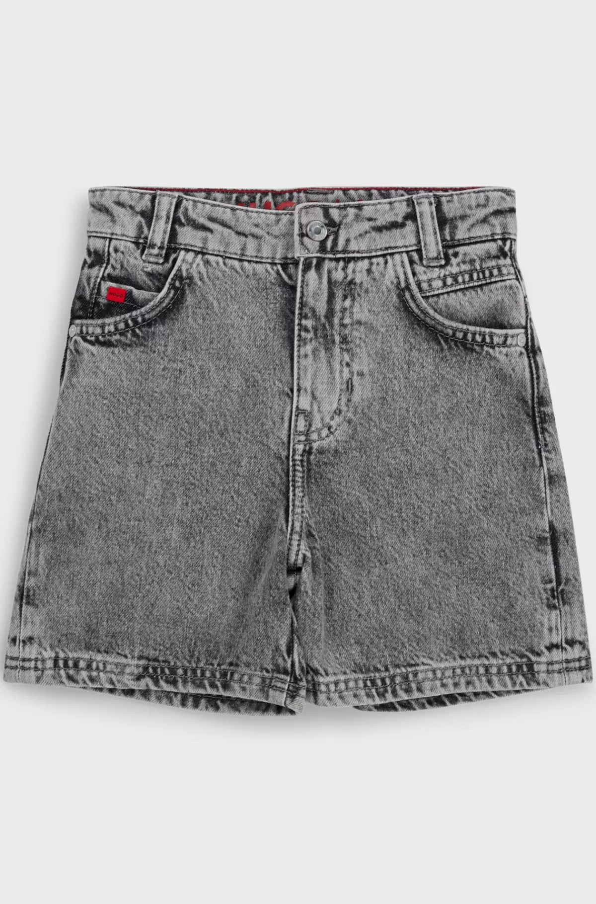 HUGO BOSS Shorts Til Børn I Grå Bomuldsdenim Med Loose Fit Mønstret Best