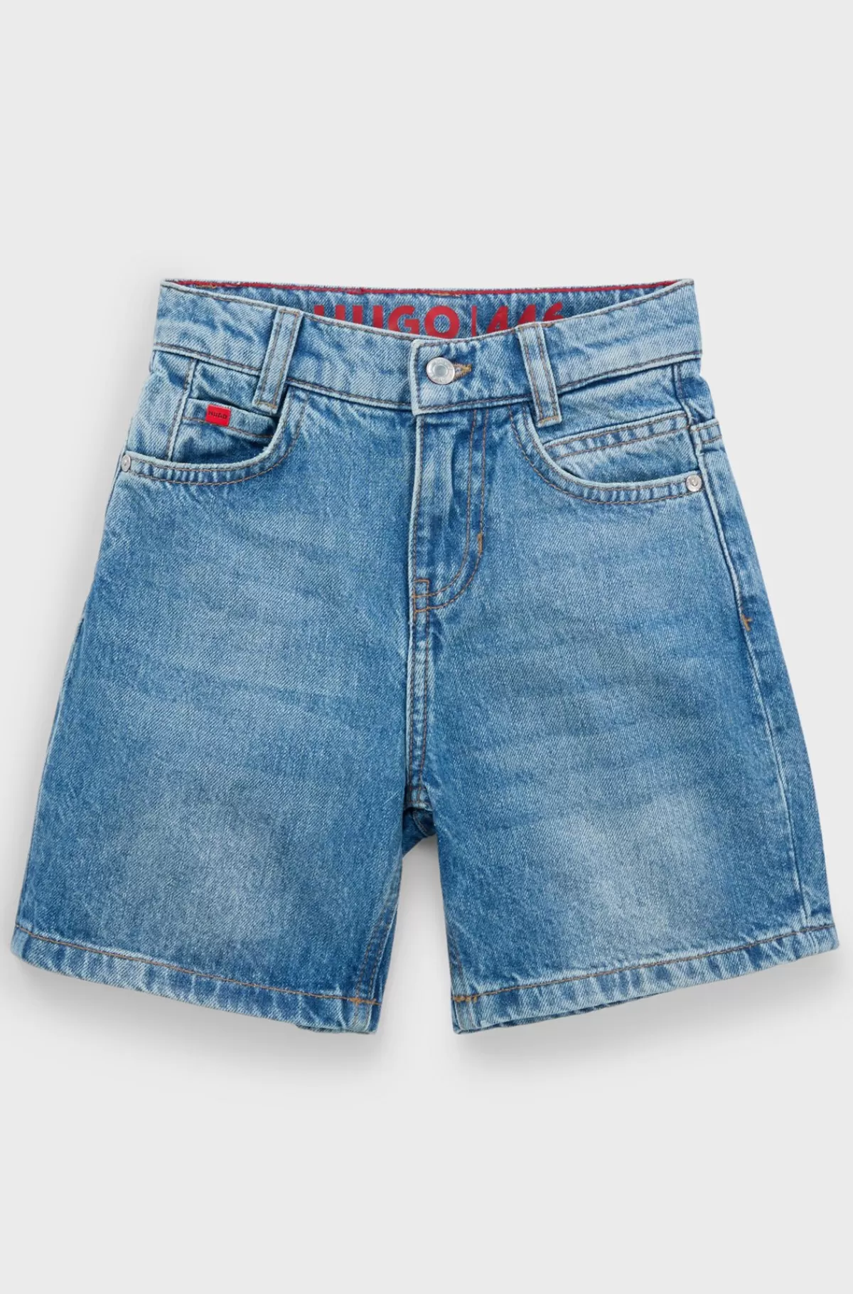 HUGO BOSS Shorts Til Børn Med Loose Fit I Blå Denim Mønstret Fashion