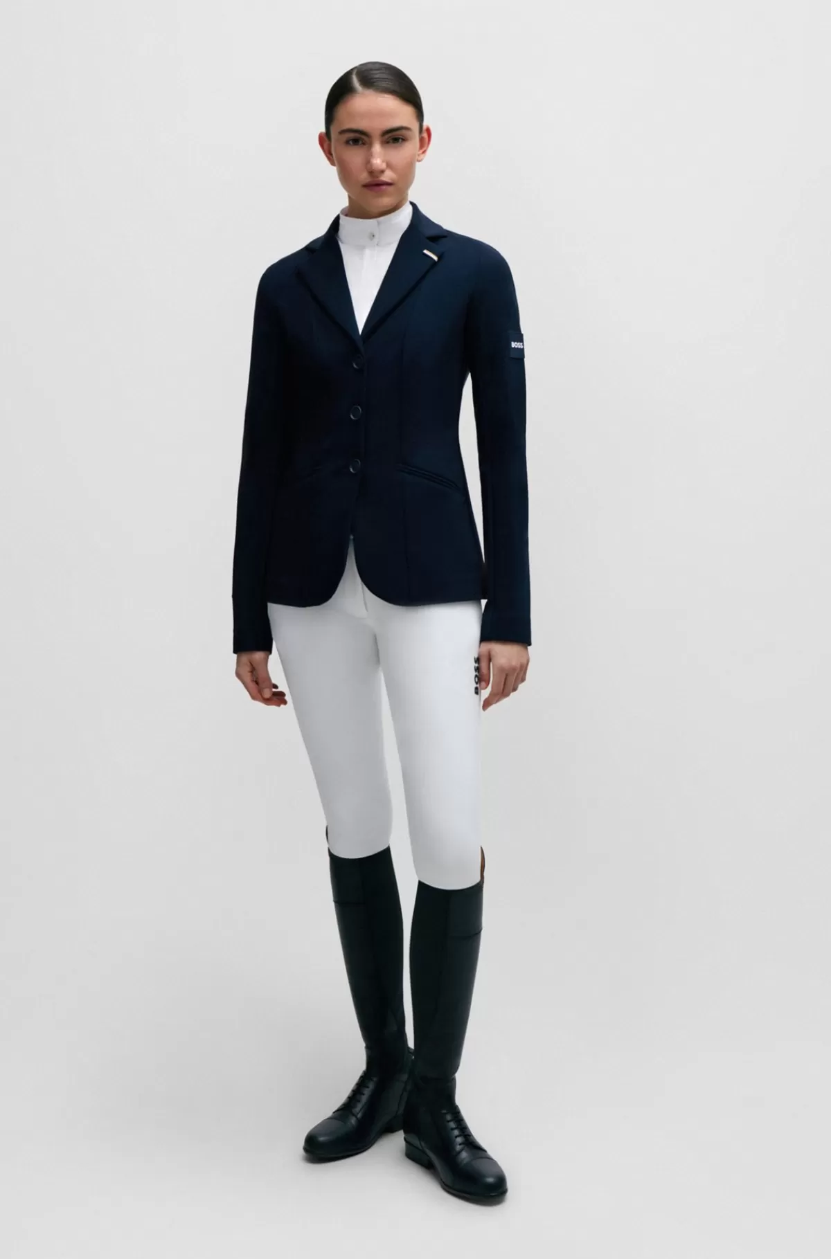 HUGO BOSS Showskjorte Til Hestesport Med Blomstret Print Og Marineblå Indlæg Hvid Shop