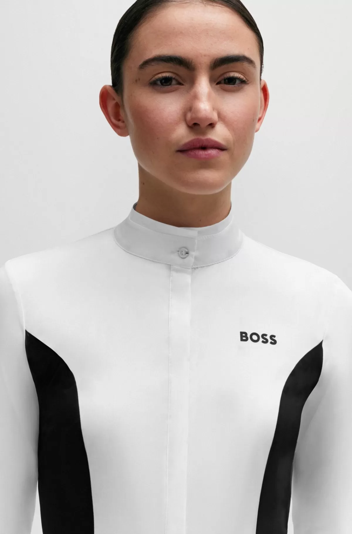 HUGO BOSS Showskjorte Til Hestesport Med Blomstret Print Og Marineblå Indlæg Hvid Shop