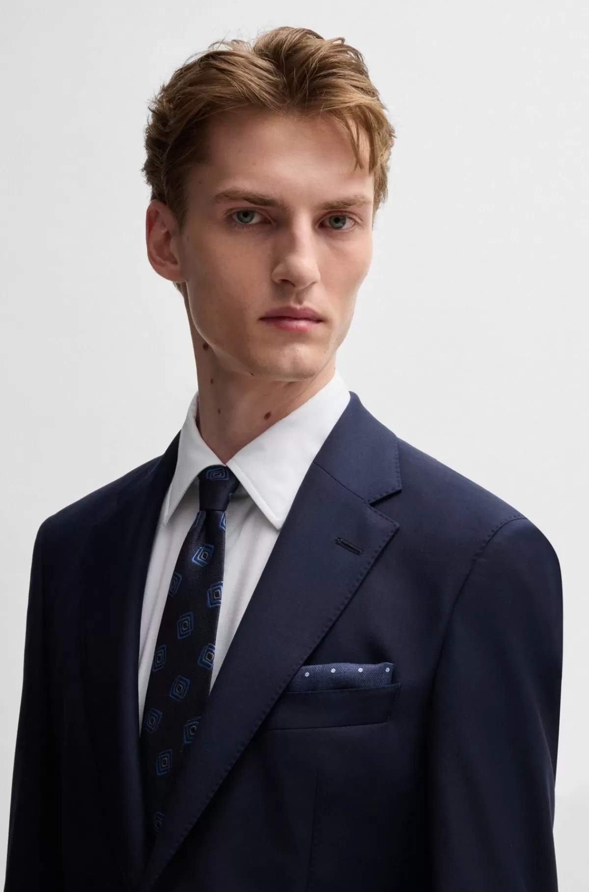 HUGO BOSS Silkelommetørklæde Med Print Mørkeblå Shop