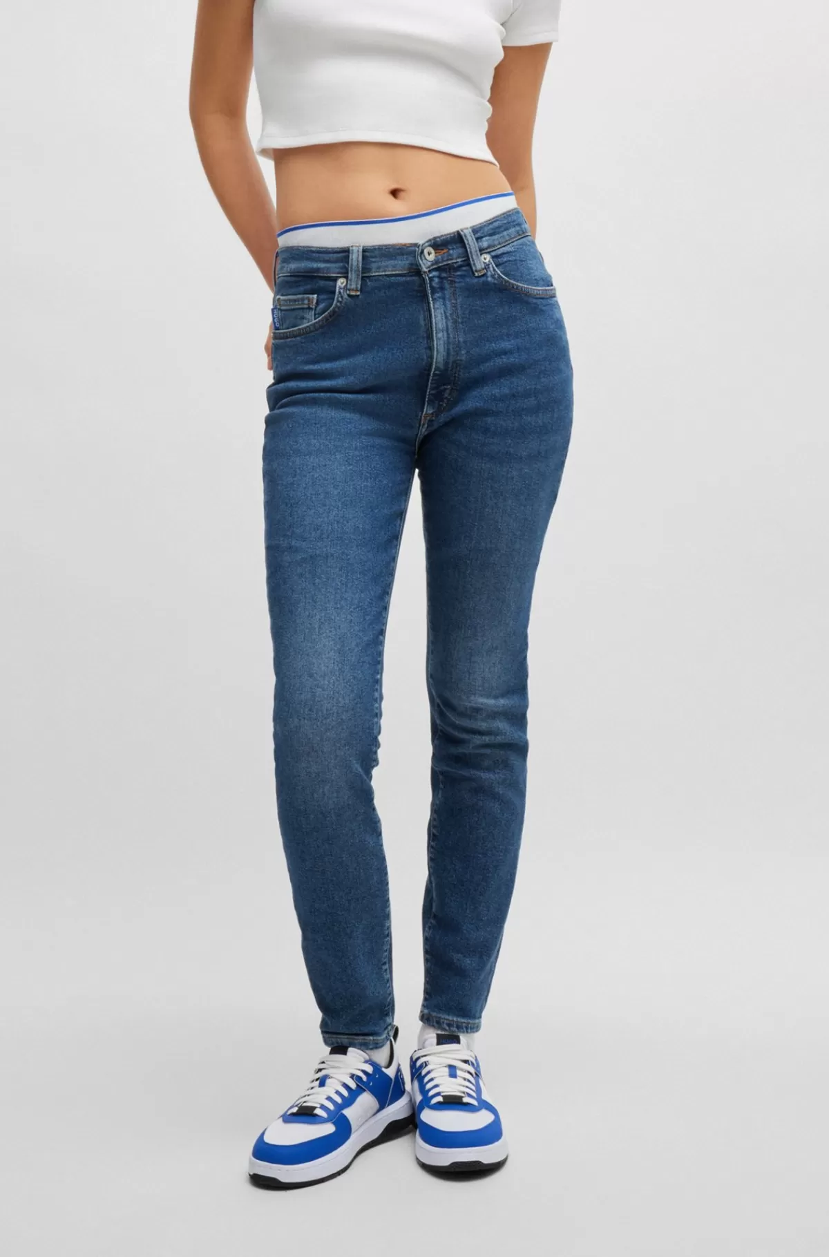 HUGO BOSS Skinny Jeans I Mellem Denim Med Stræk Blå Outlet