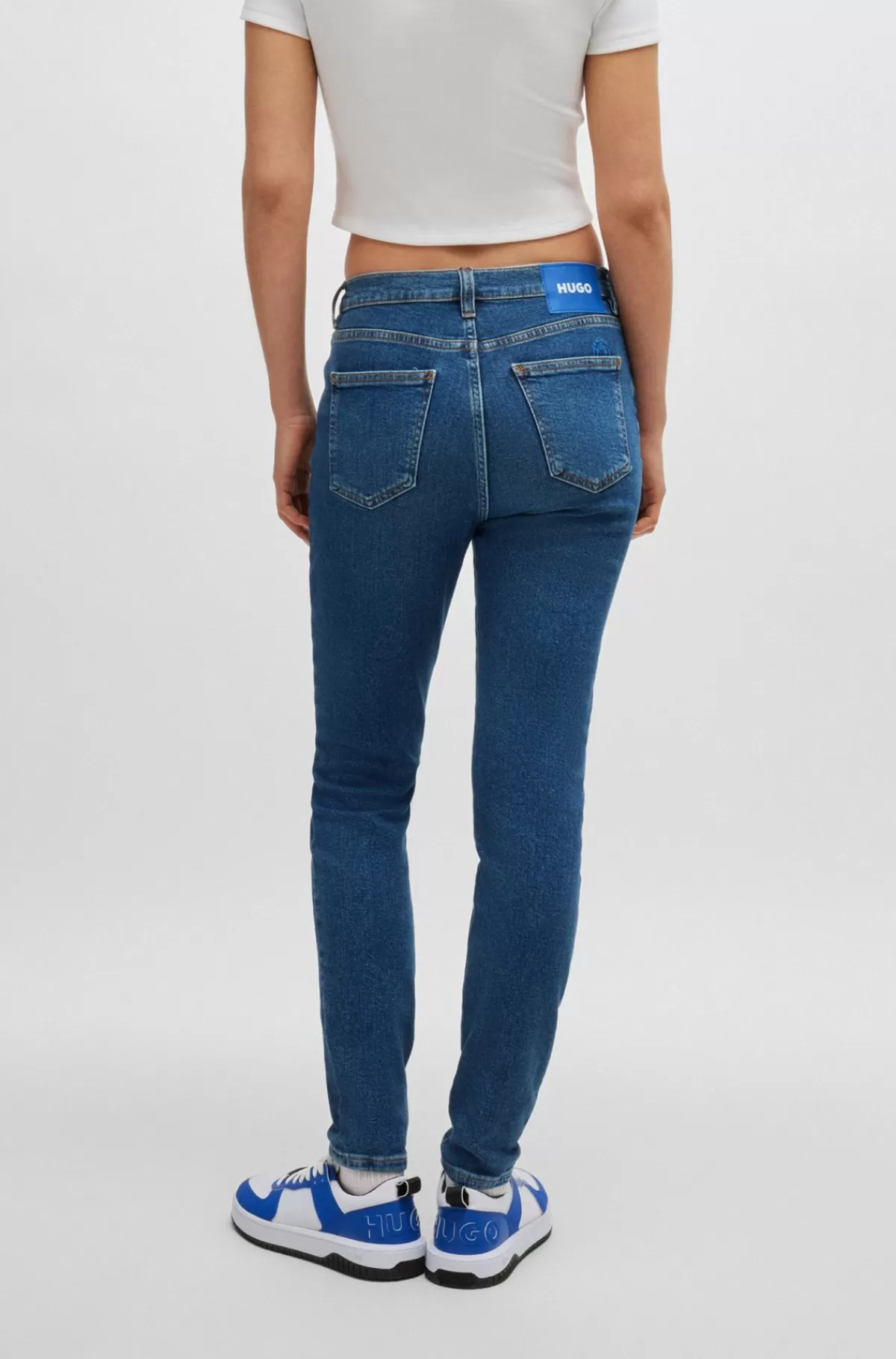HUGO BOSS Skinny Jeans I Mellem Denim Med Stræk Blå Outlet