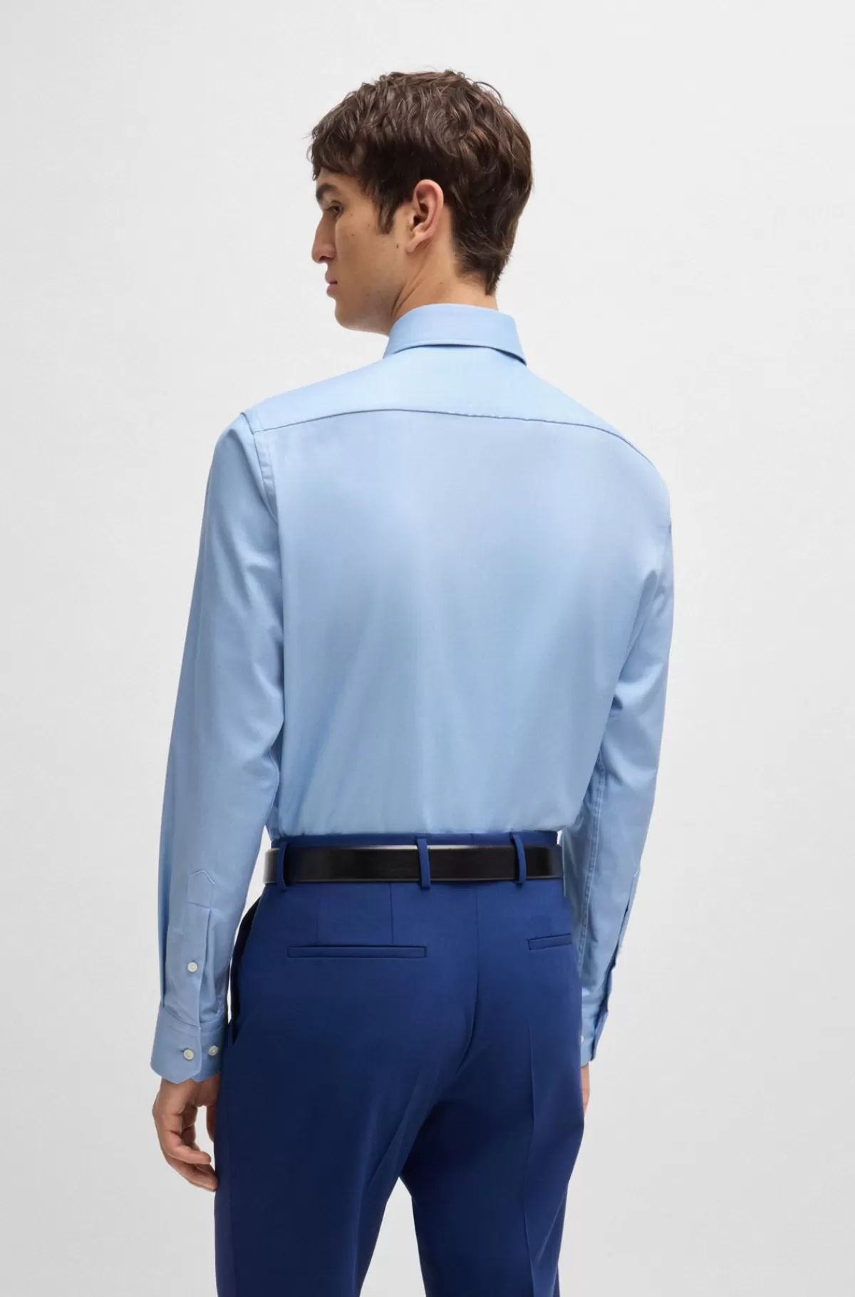 HUGO BOSS Skjorte I Almindelig Pasform I Bomuldstwill Med Stræk, Der Er Let At Stryge Lyseblå Fashion