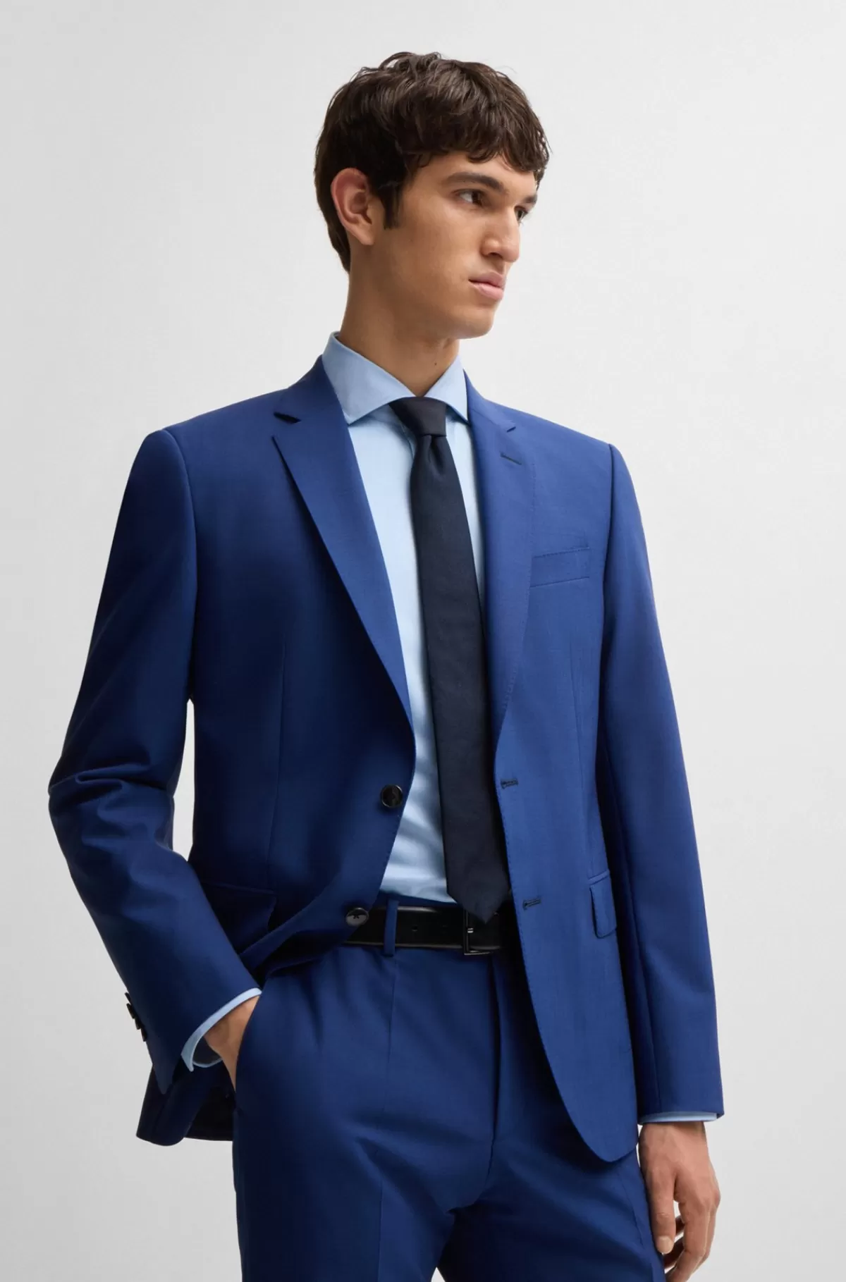 HUGO BOSS Skjorte I Almindelig Pasform I Bomuldstwill Med Stræk, Der Er Let At Stryge Lyseblå Fashion