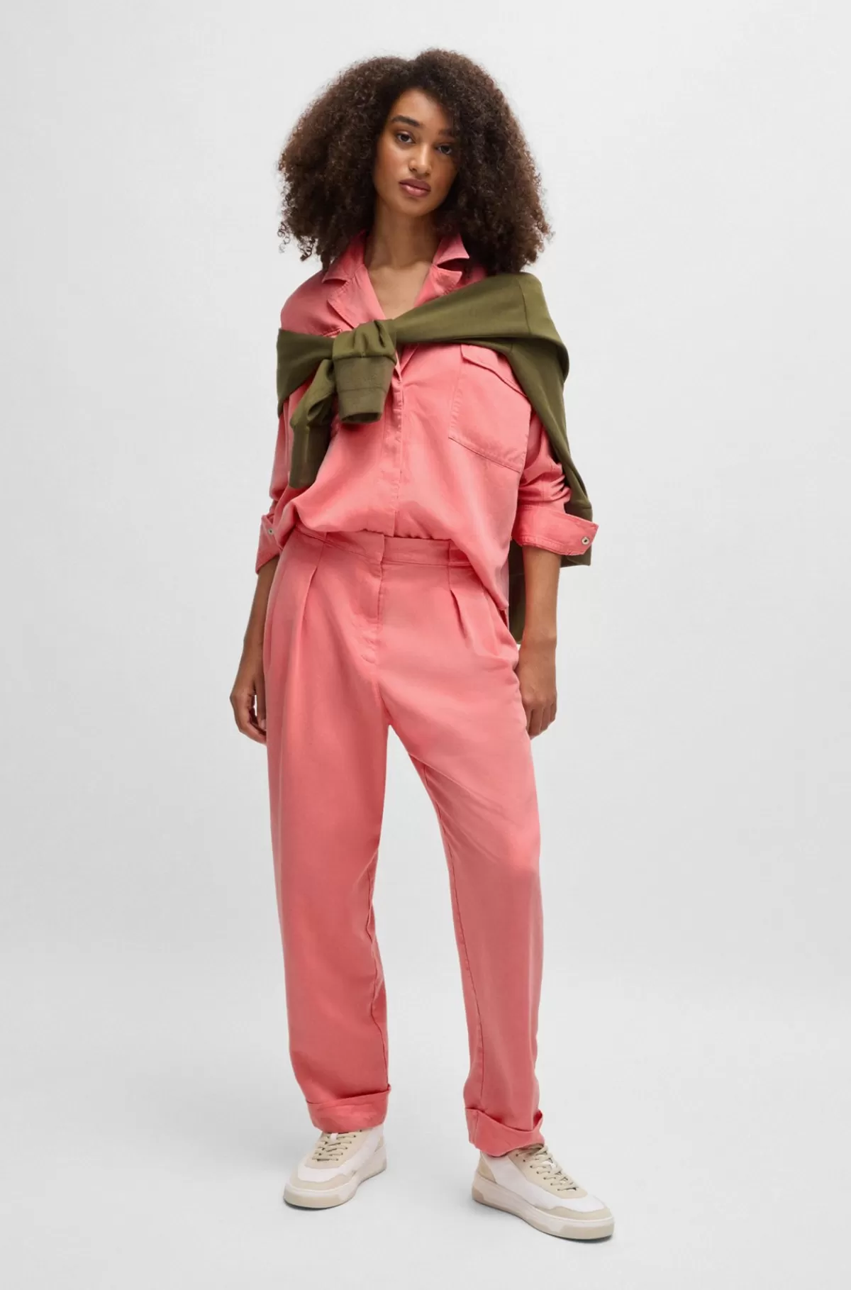 HUGO BOSS Skjorte I Blød Kanvas Med Regular Fit Og Brystlommer Lys pink Shop