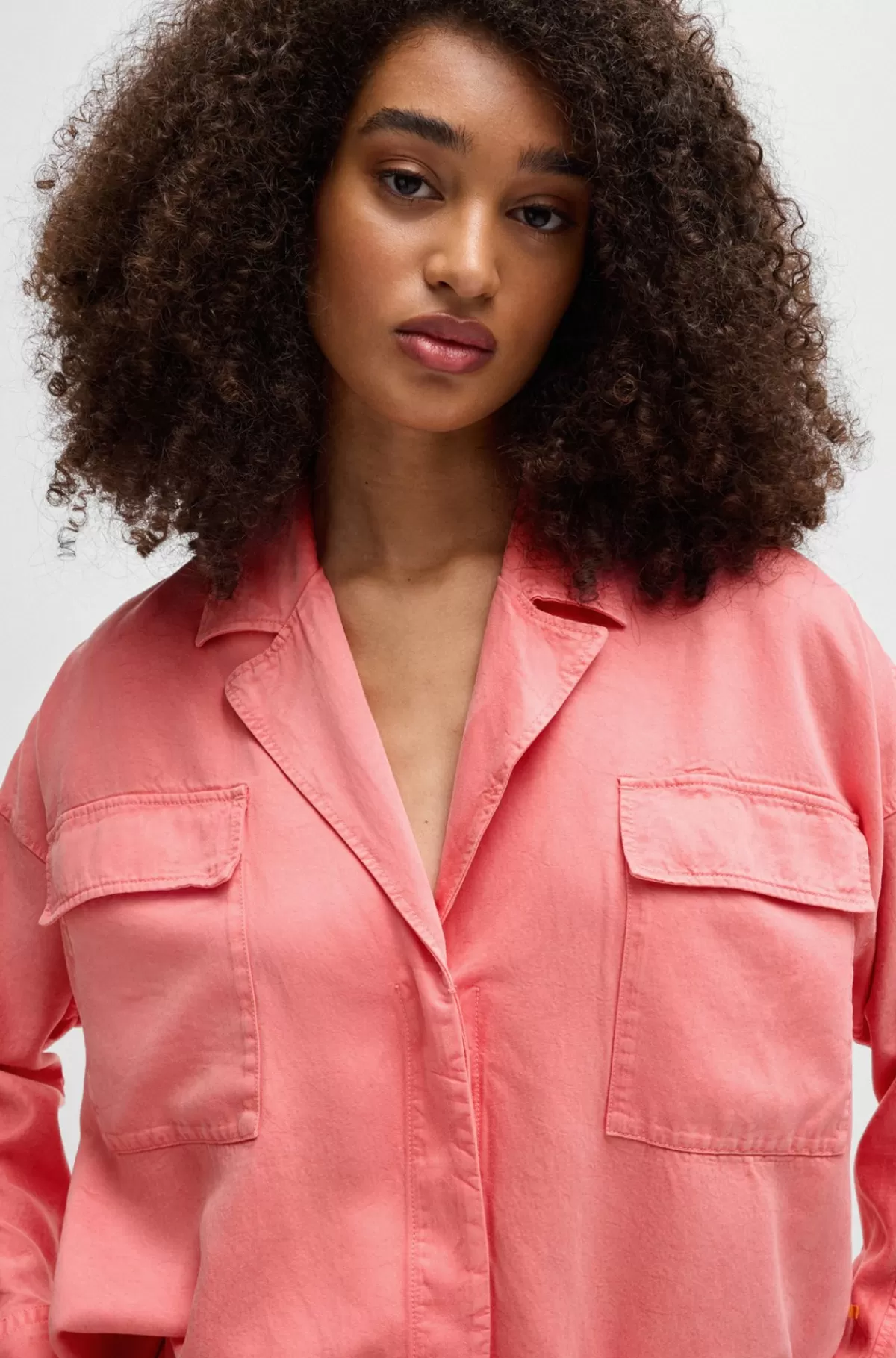 HUGO BOSS Skjorte I Blød Kanvas Med Regular Fit Og Brystlommer Lys pink Shop