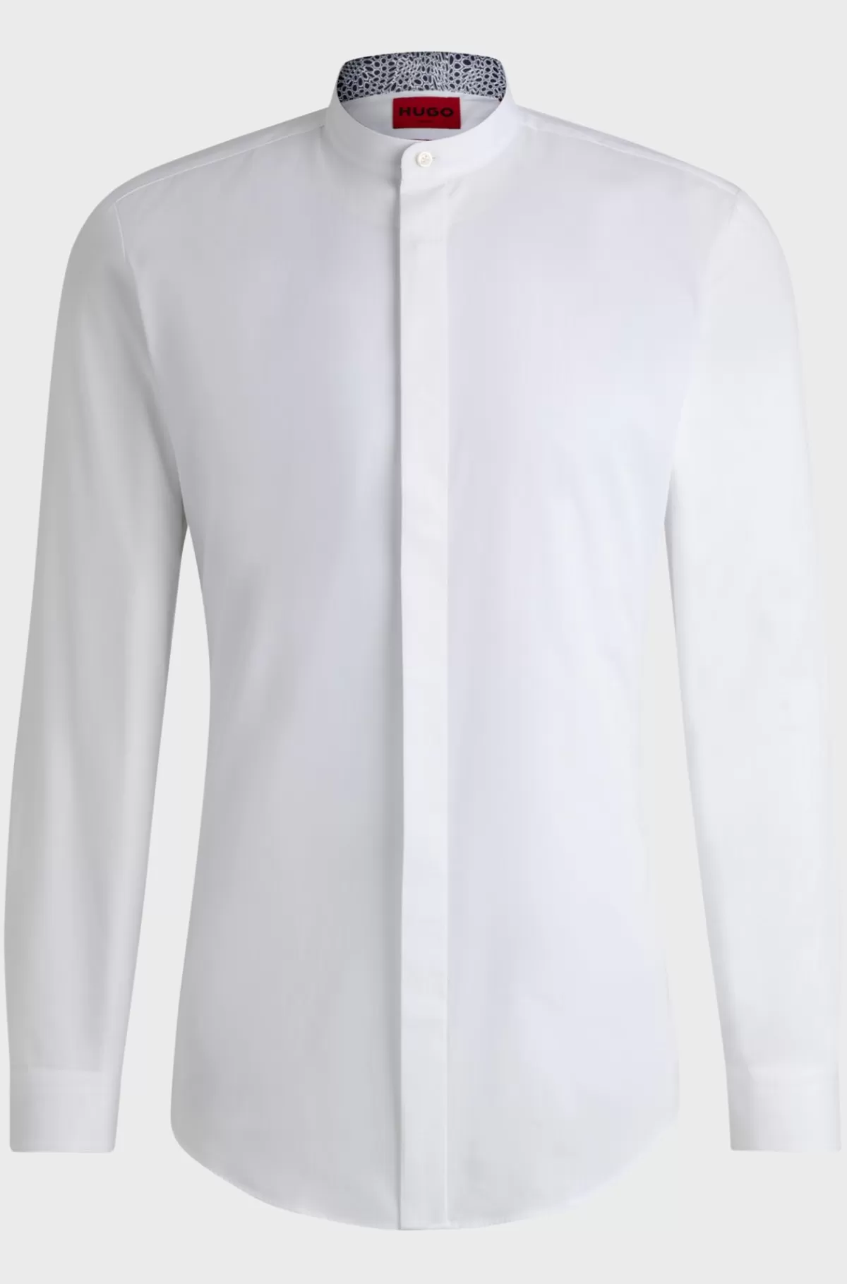 HUGO BOSS Skjorte I Bomuld Med Slim Fit Og Skjult Mønster Hvid Store