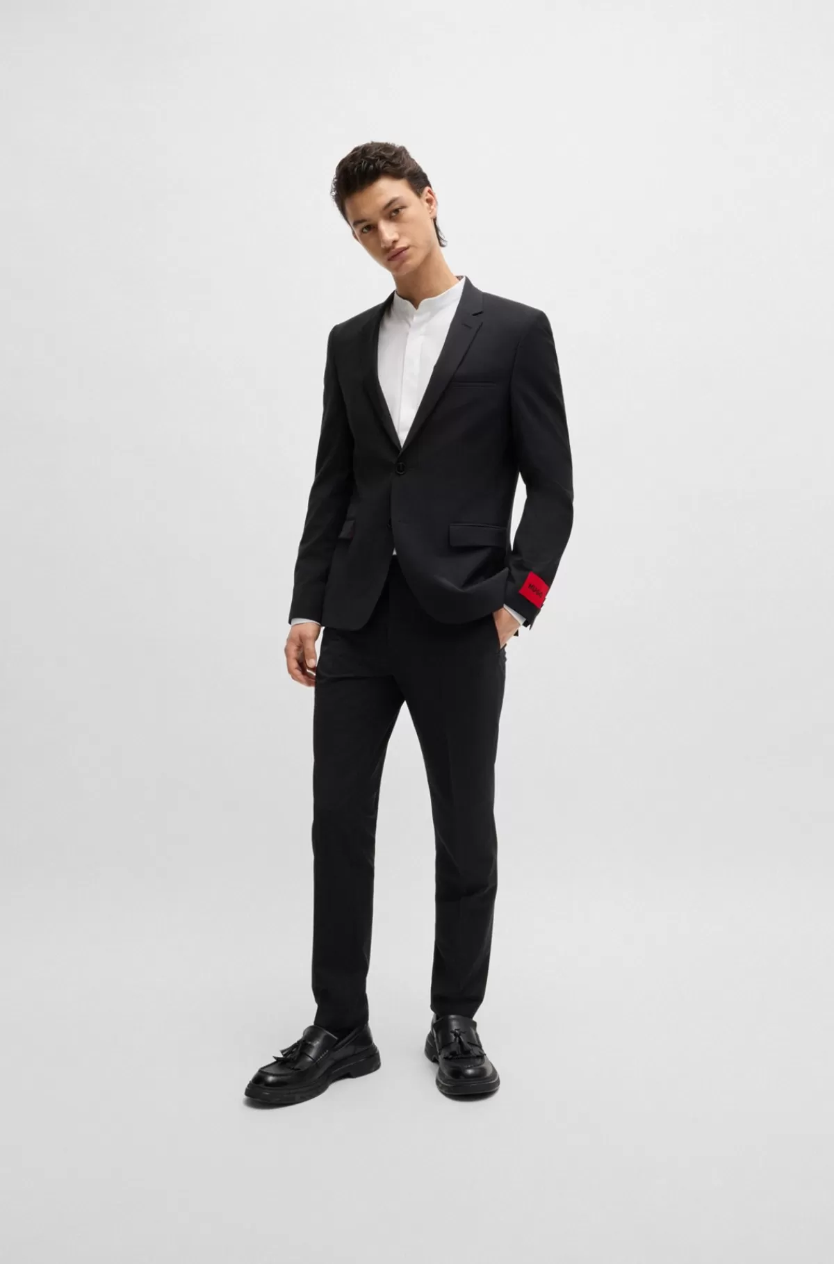 HUGO BOSS Skjorte I Bomuld Med Slim Fit Og Skjult Mønster Hvid Store