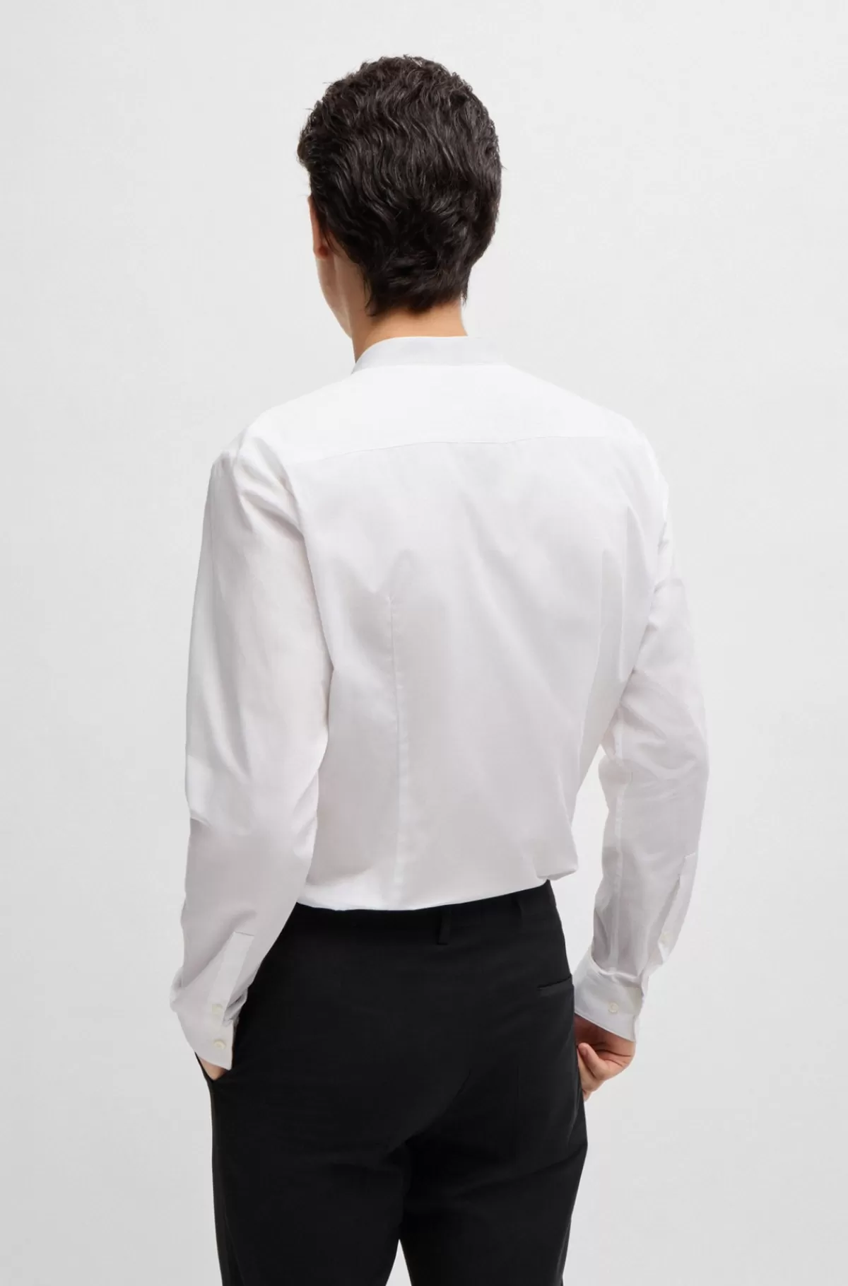 HUGO BOSS Skjorte I Bomuld Med Slim Fit Og Skjult Mønster Hvid Store