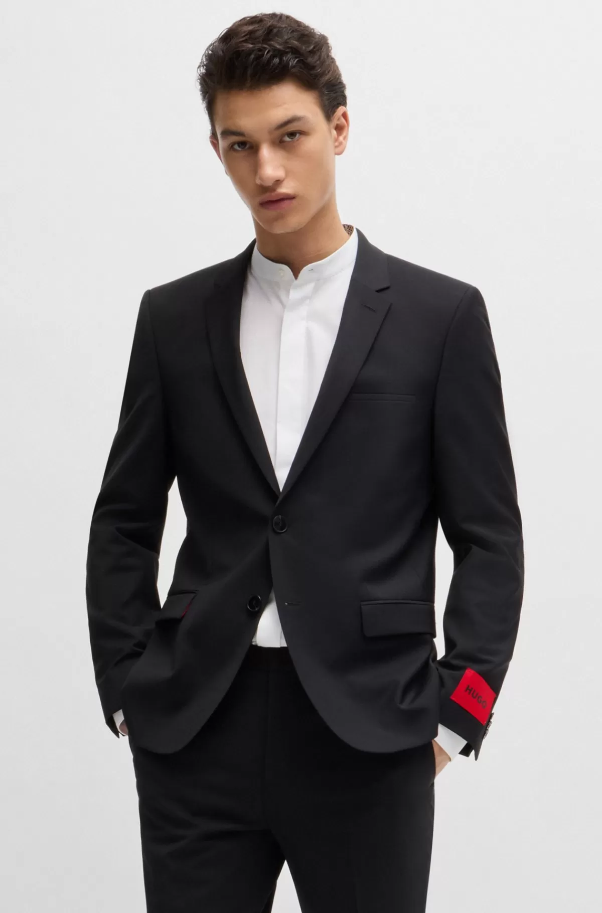 HUGO BOSS Skjorte I Bomuld Med Slim Fit Og Skjult Mønster Hvid Store