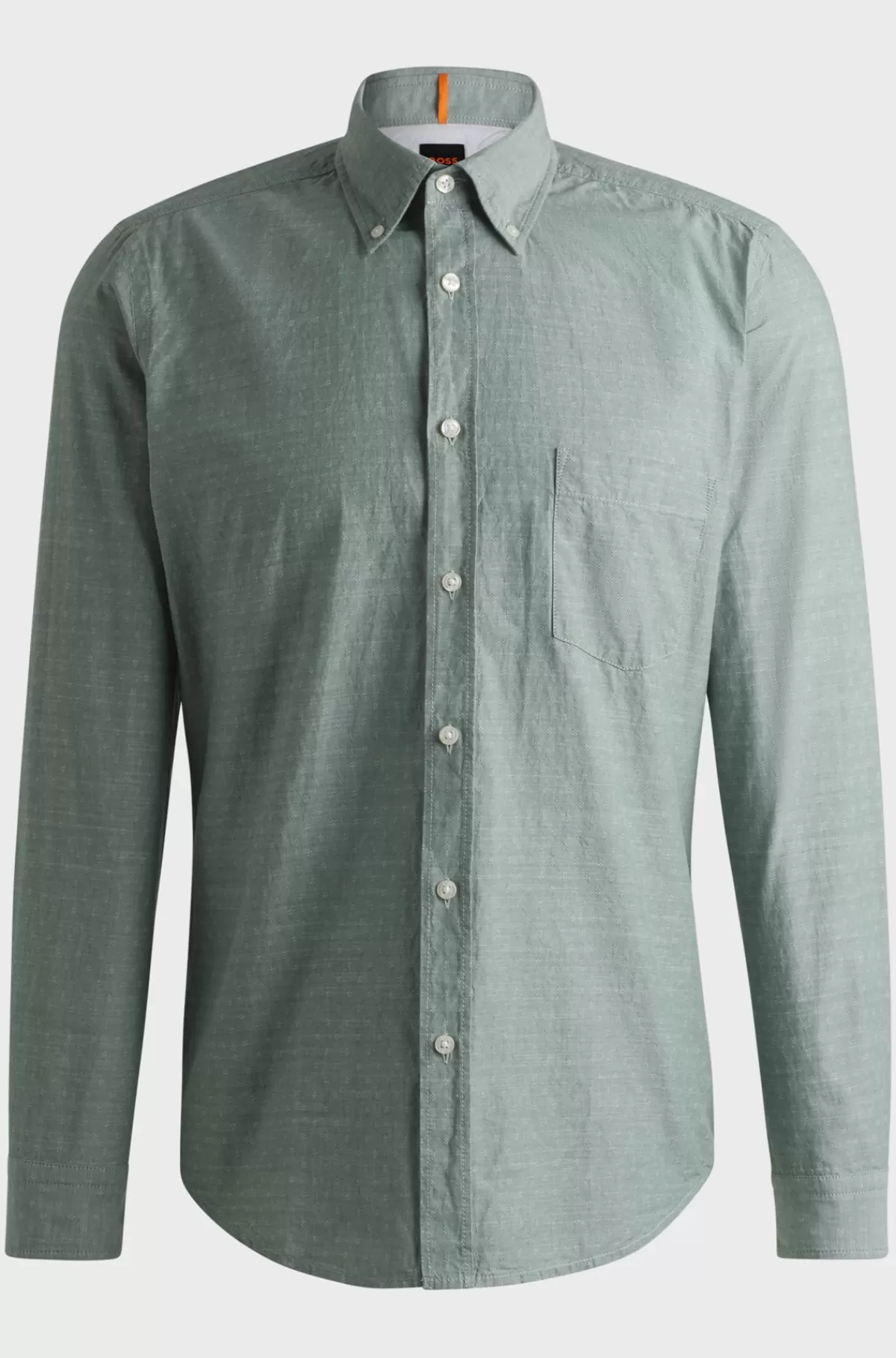 HUGO BOSS Skjorte I Dobby-bomuld Med Afslappet Krave Og Regular Fit Lysegrøn Shop