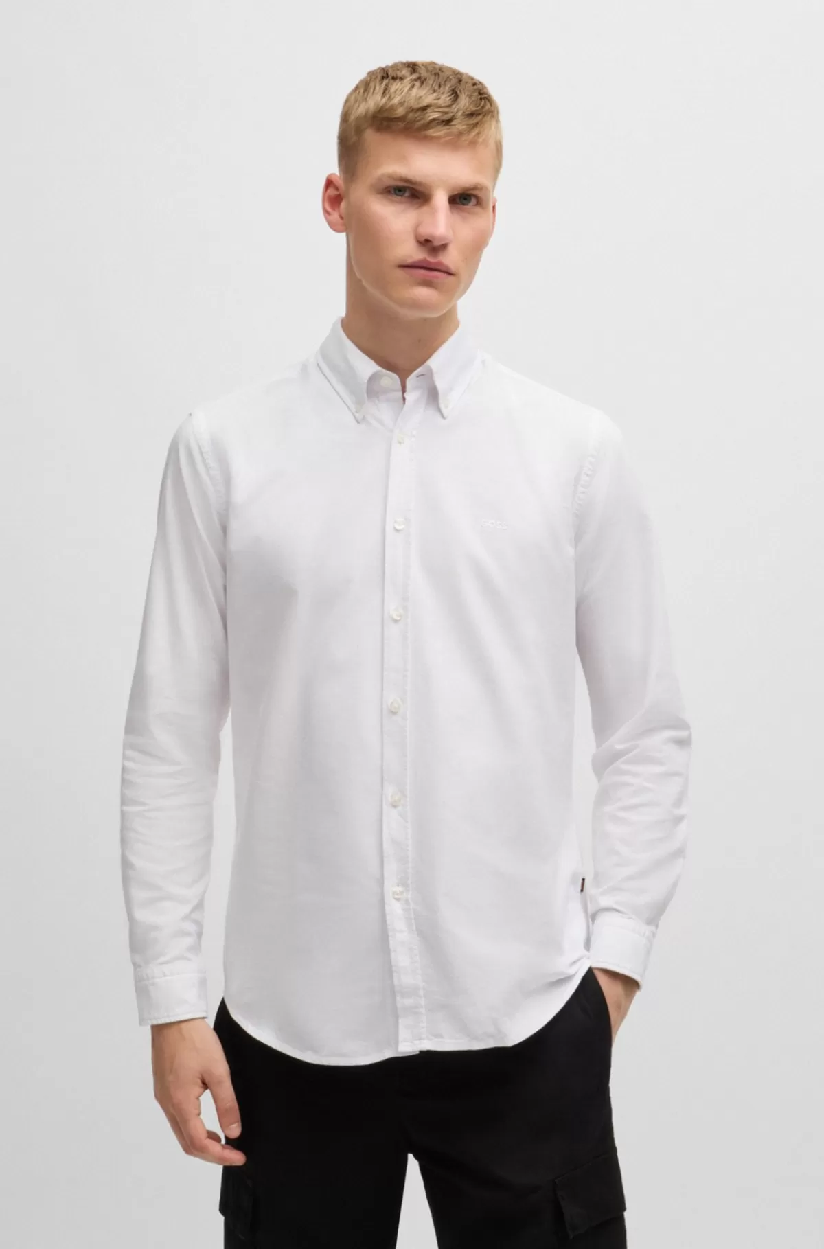 HUGO BOSS Skjorte I Oxfordbomuld Med Regular Fit Og Knapper Hvid Online