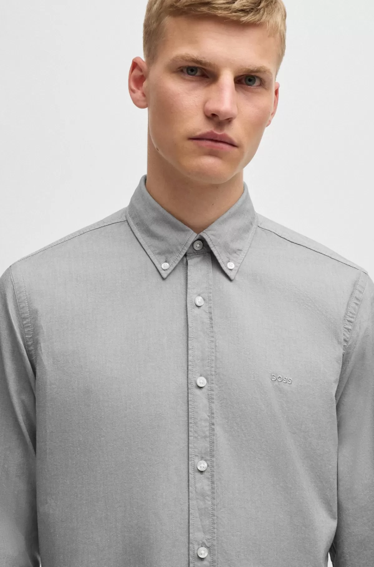 HUGO BOSS Skjorte I Oxfordbomuld Med Regular Fit Og Knapper Lysegrøn Sale