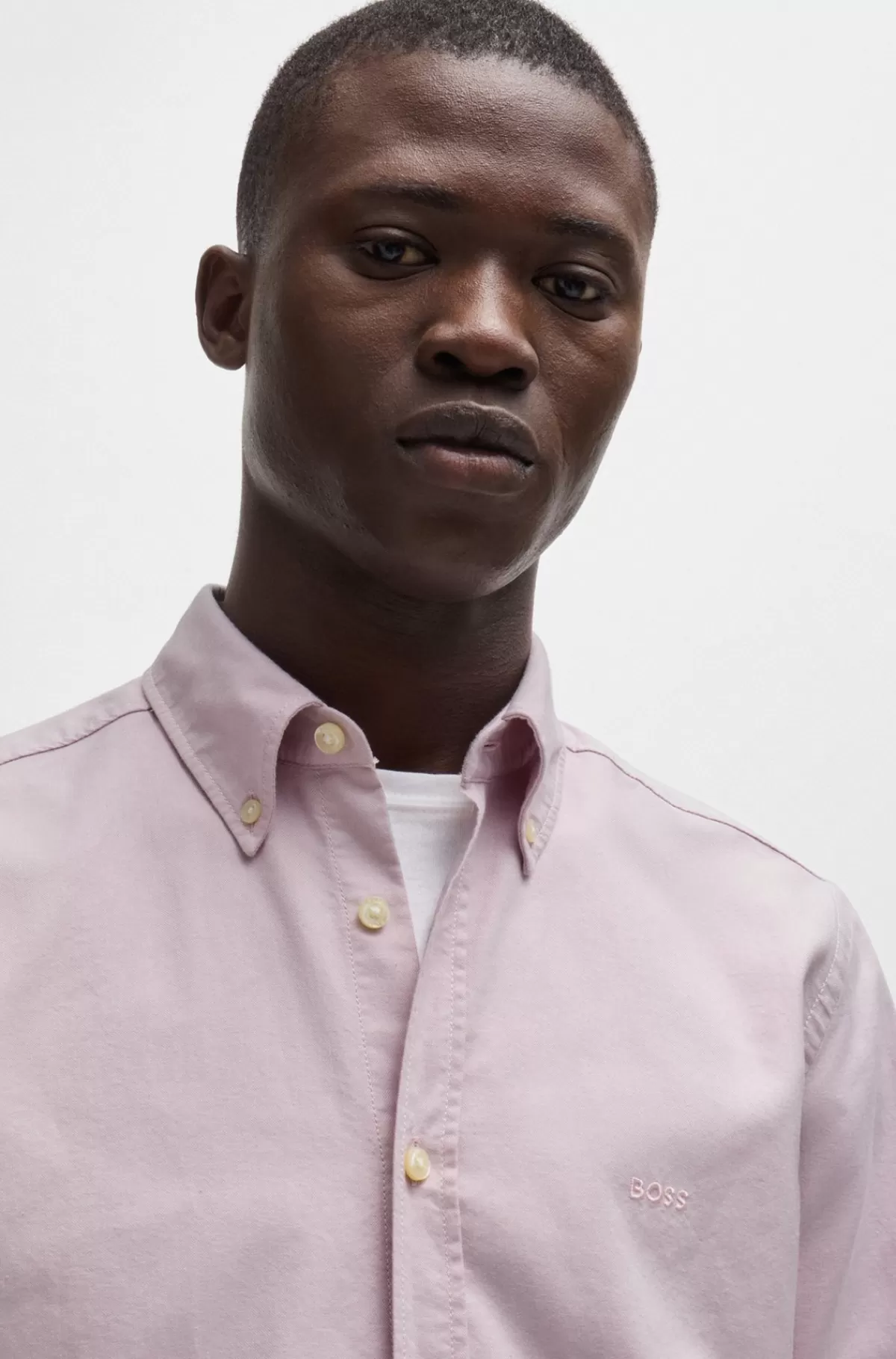 HUGO BOSS Skjorte I Oxfordbomuld Med Regular Fit Og Knapper Lyslilla Cheap