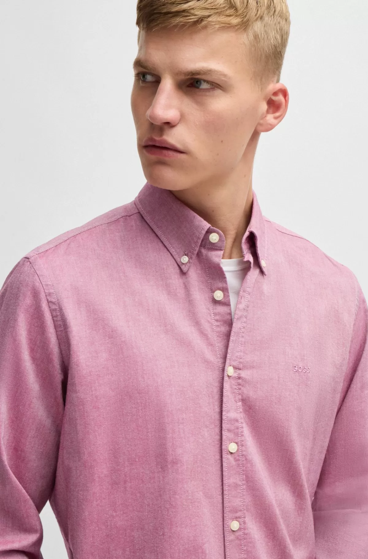 HUGO BOSS Skjorte I Oxfordbomuld Med Regular Fit Og Knapper Lyserød Best Sale