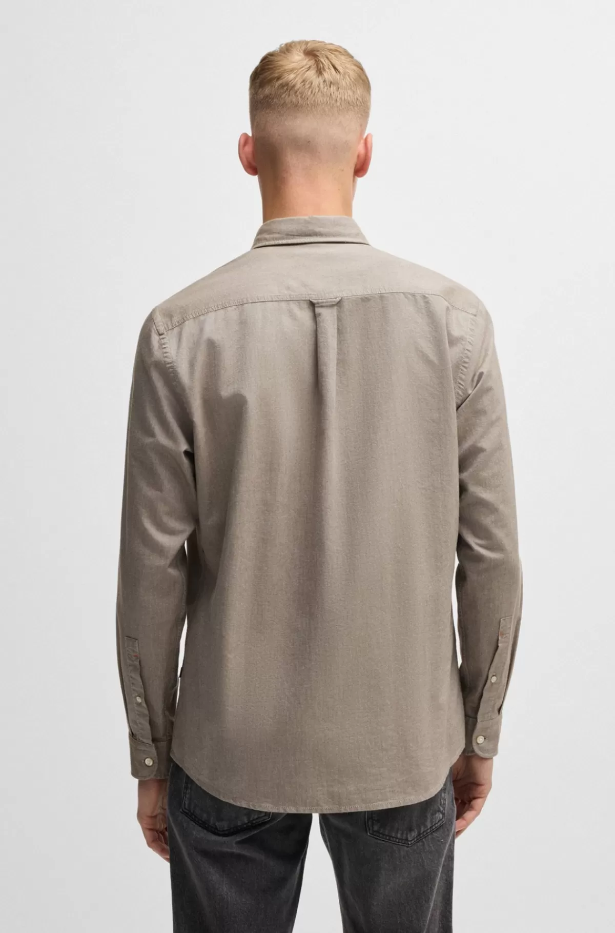 HUGO BOSS Skjorte I Oxfordbomuld Med Regular Fit Og Knapper Beige Online
