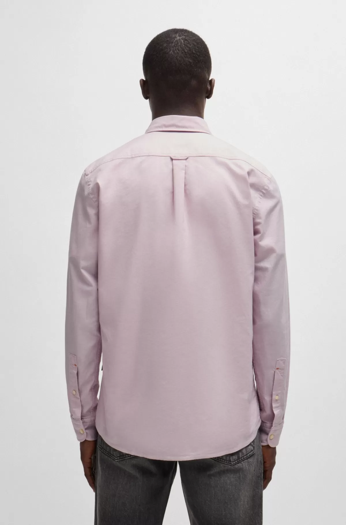 HUGO BOSS Skjorte I Oxfordbomuld Med Regular Fit Og Knapper Lyslilla Cheap