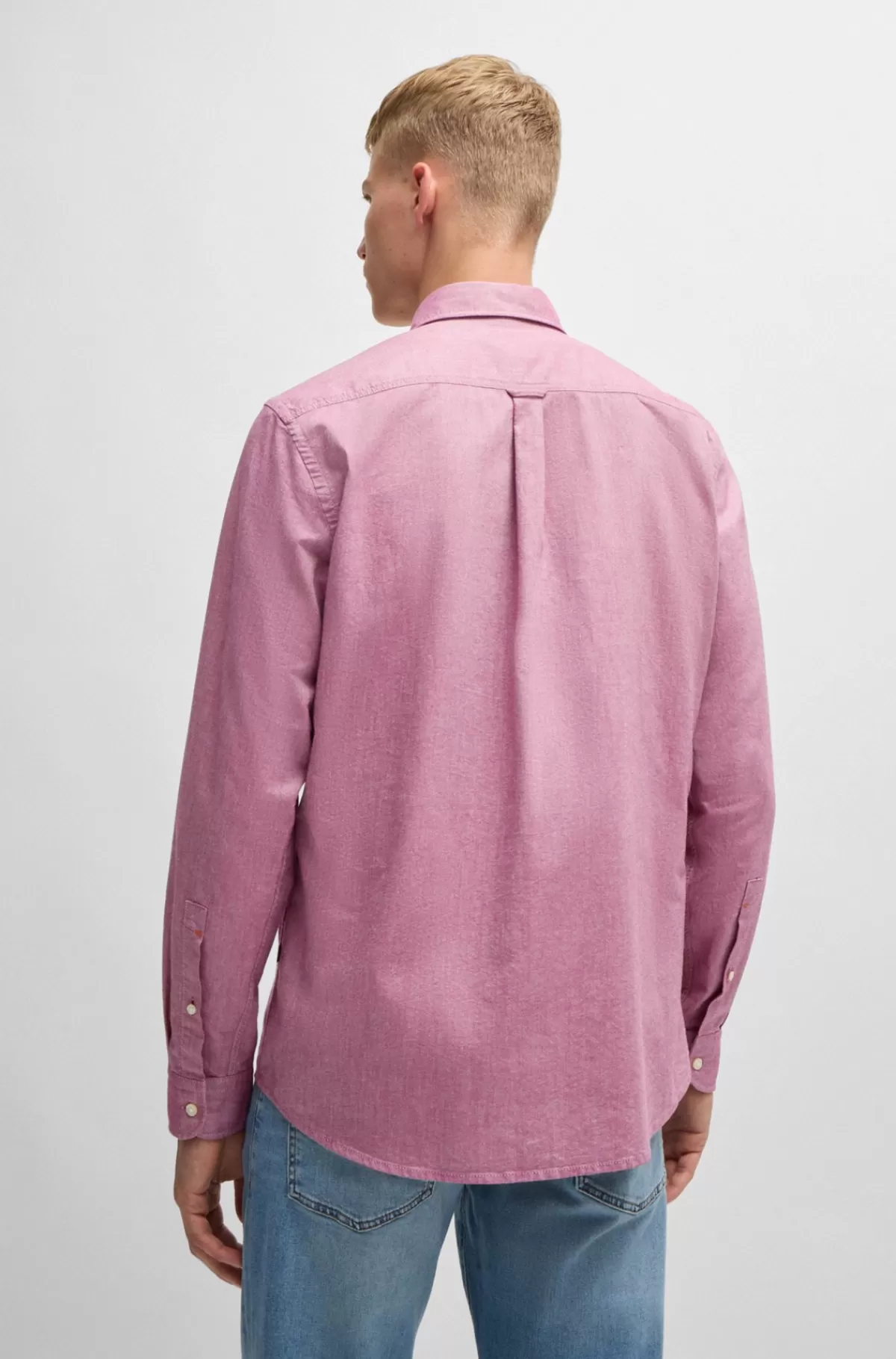 HUGO BOSS Skjorte I Oxfordbomuld Med Regular Fit Og Knapper Lyserød Best Sale
