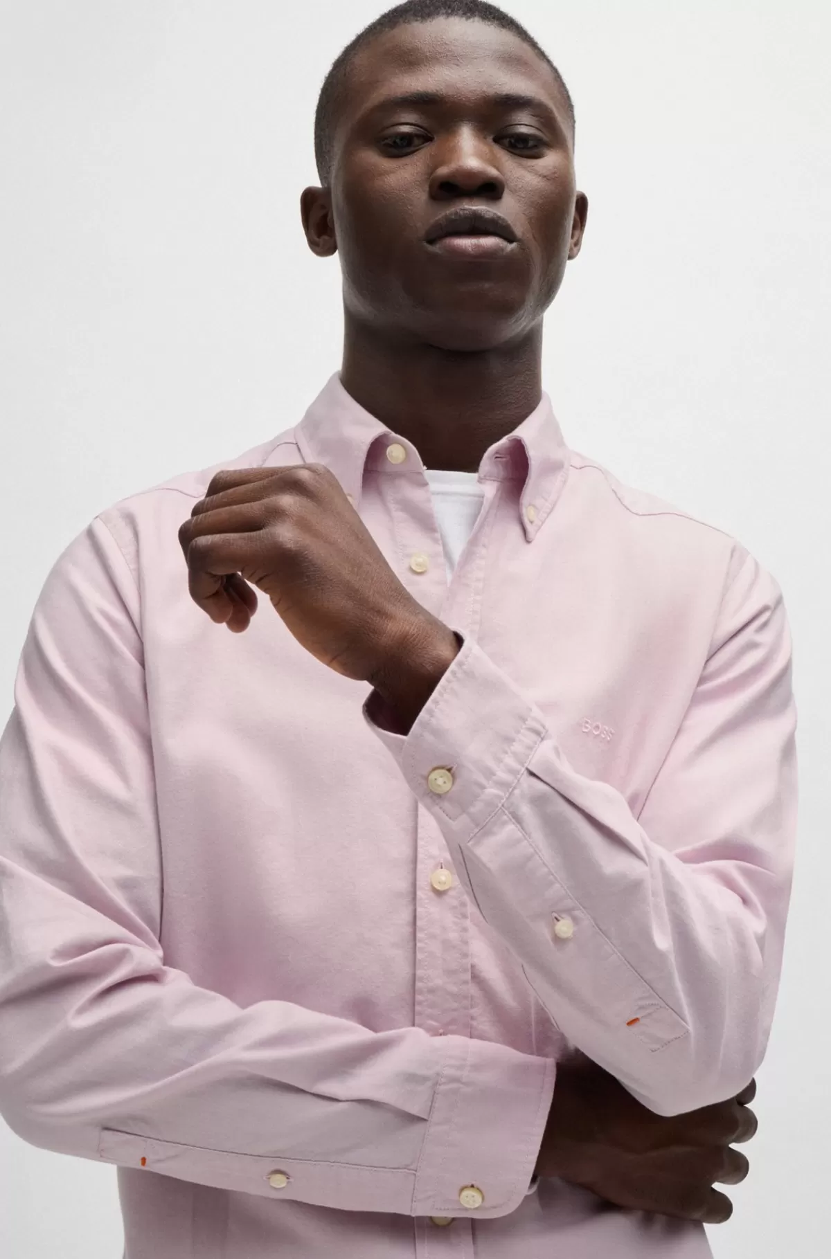HUGO BOSS Skjorte I Oxfordbomuld Med Regular Fit Og Knapper Lyslilla Cheap
