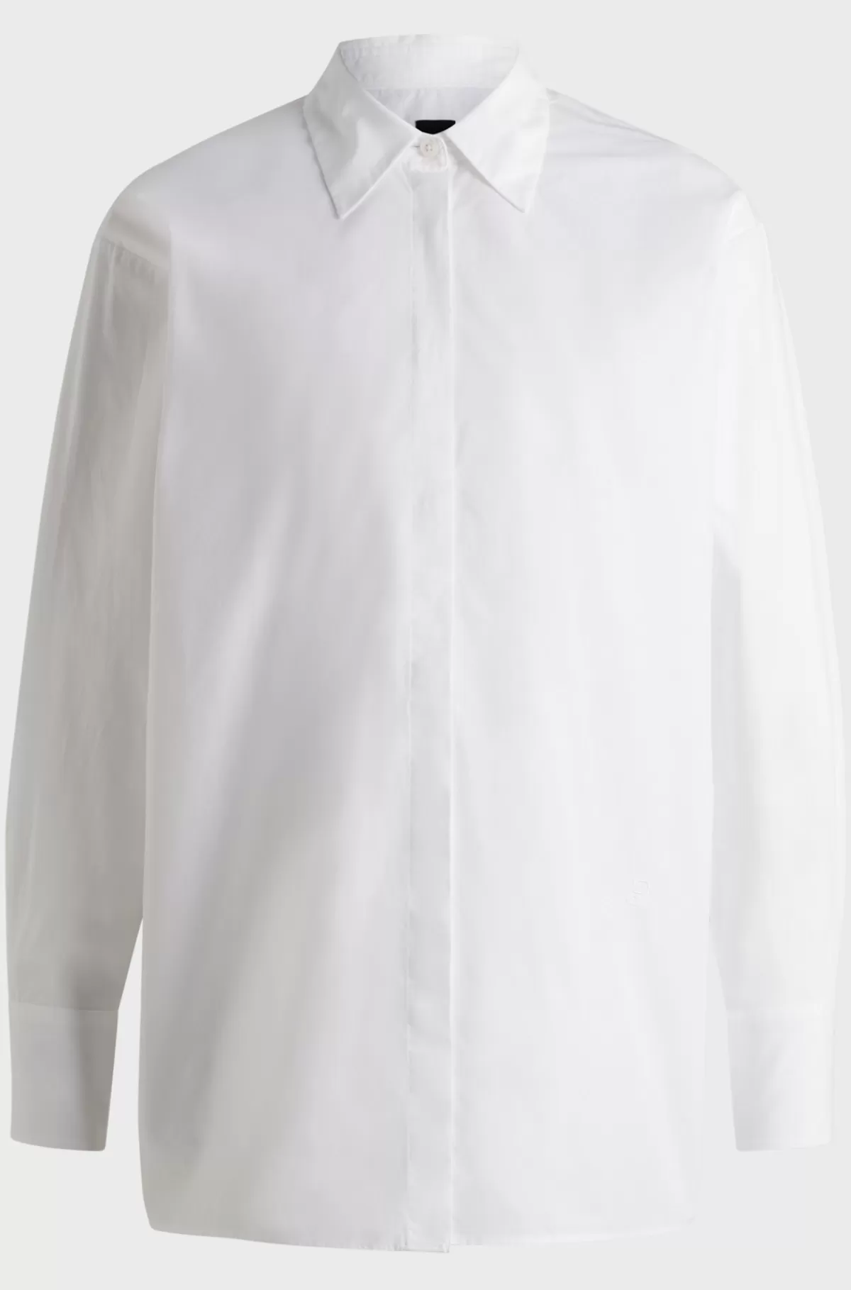 HUGO BOSS Skjorte I Silke Og Bomuld Med Regular Fit Og Dobbelt B-monogram Hvid Flash Sale
