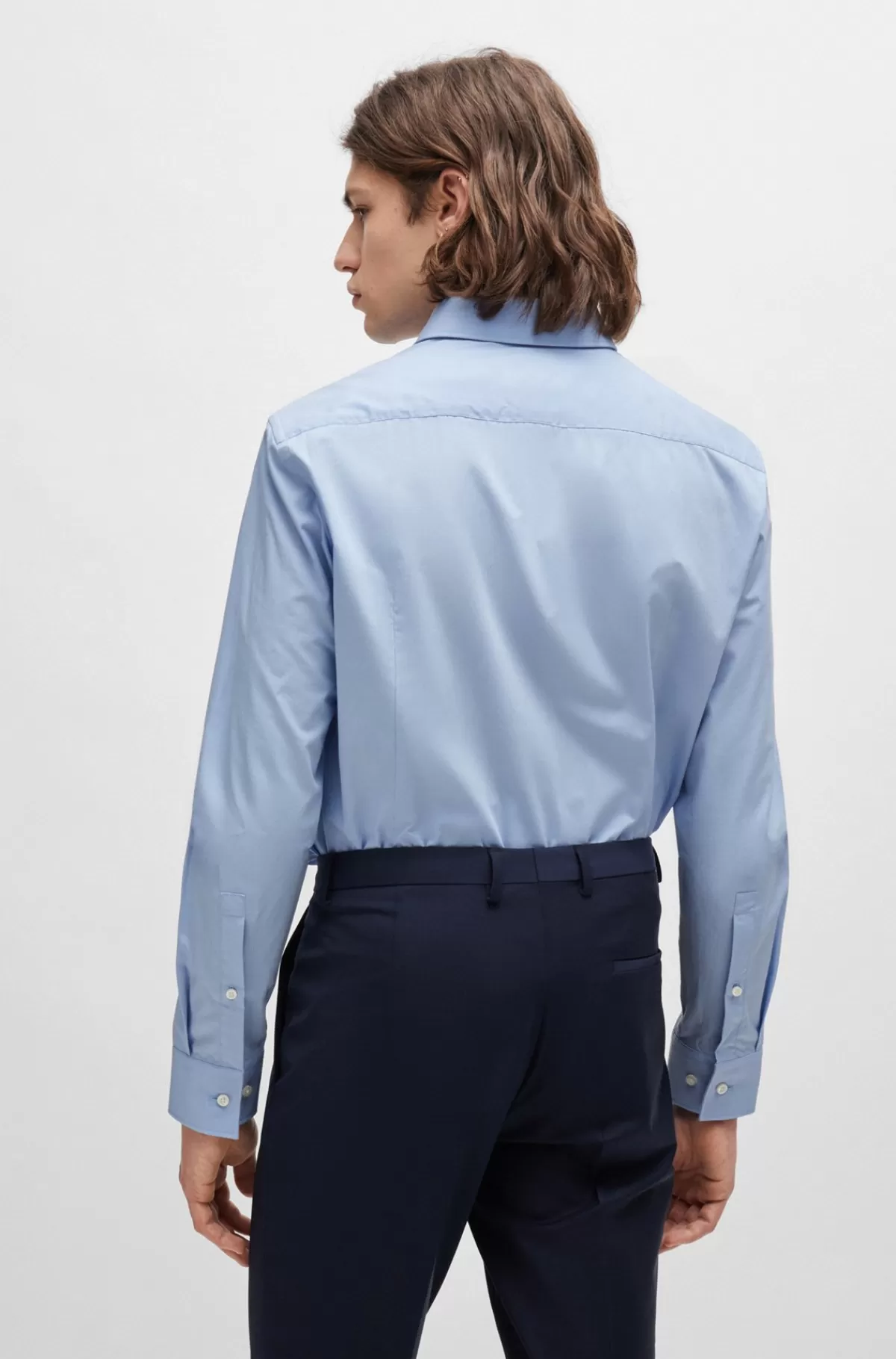 HUGO BOSS Skjorte I Slank Pasform I Bomuldspoplin, Der Er Let At Stryge Lyseblå Fashion