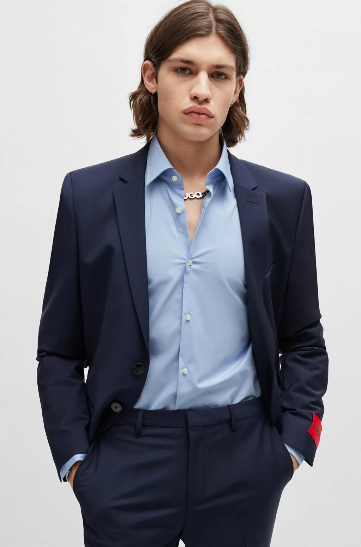 HUGO BOSS Skjorte I Slank Pasform I Bomuldspoplin, Der Er Let At Stryge Lyseblå Fashion