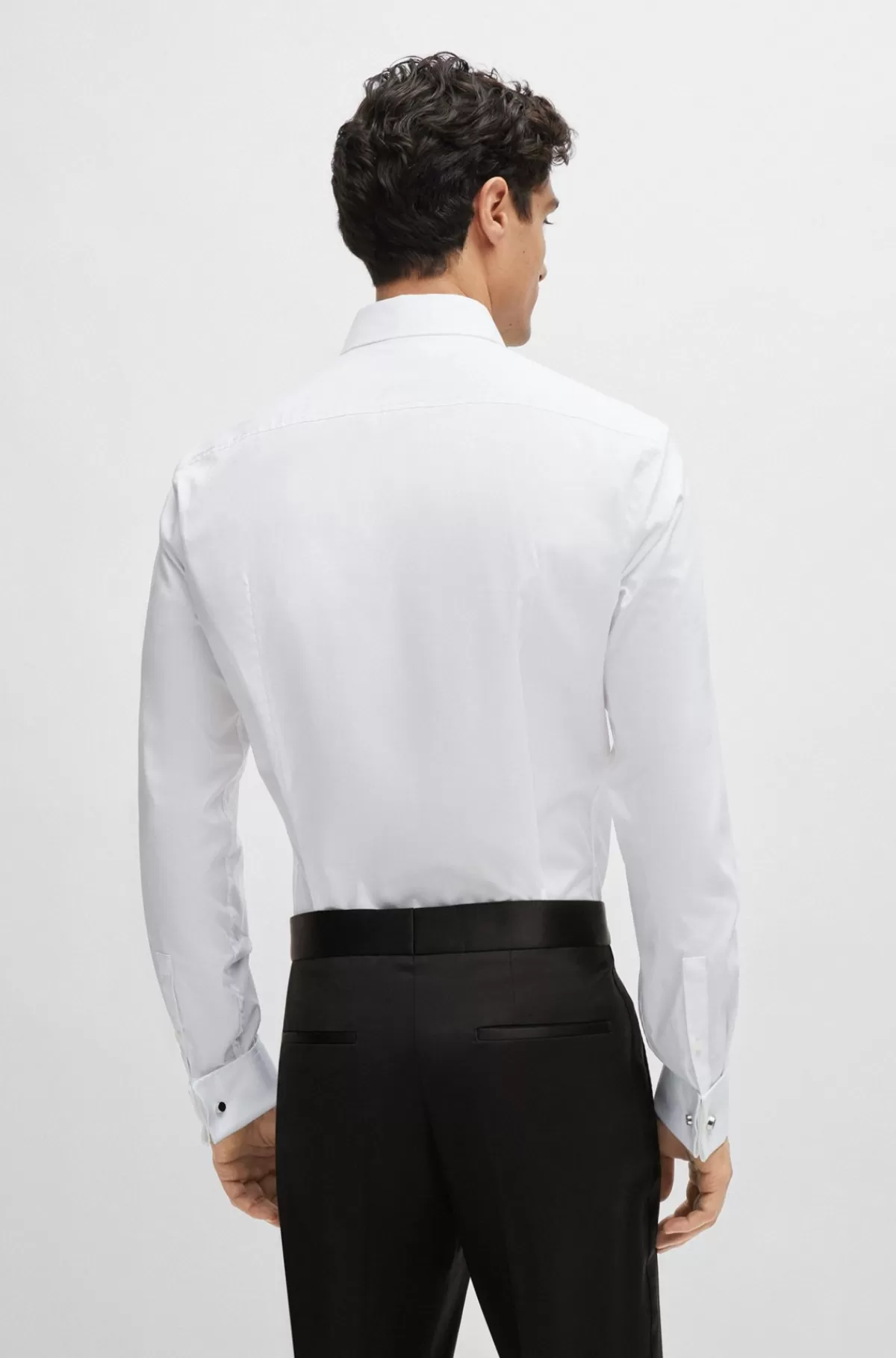 HUGO BOSS Skjorte I Slank Pasform Og Strygelet Bomuld Med Stræk Hvid Cheap