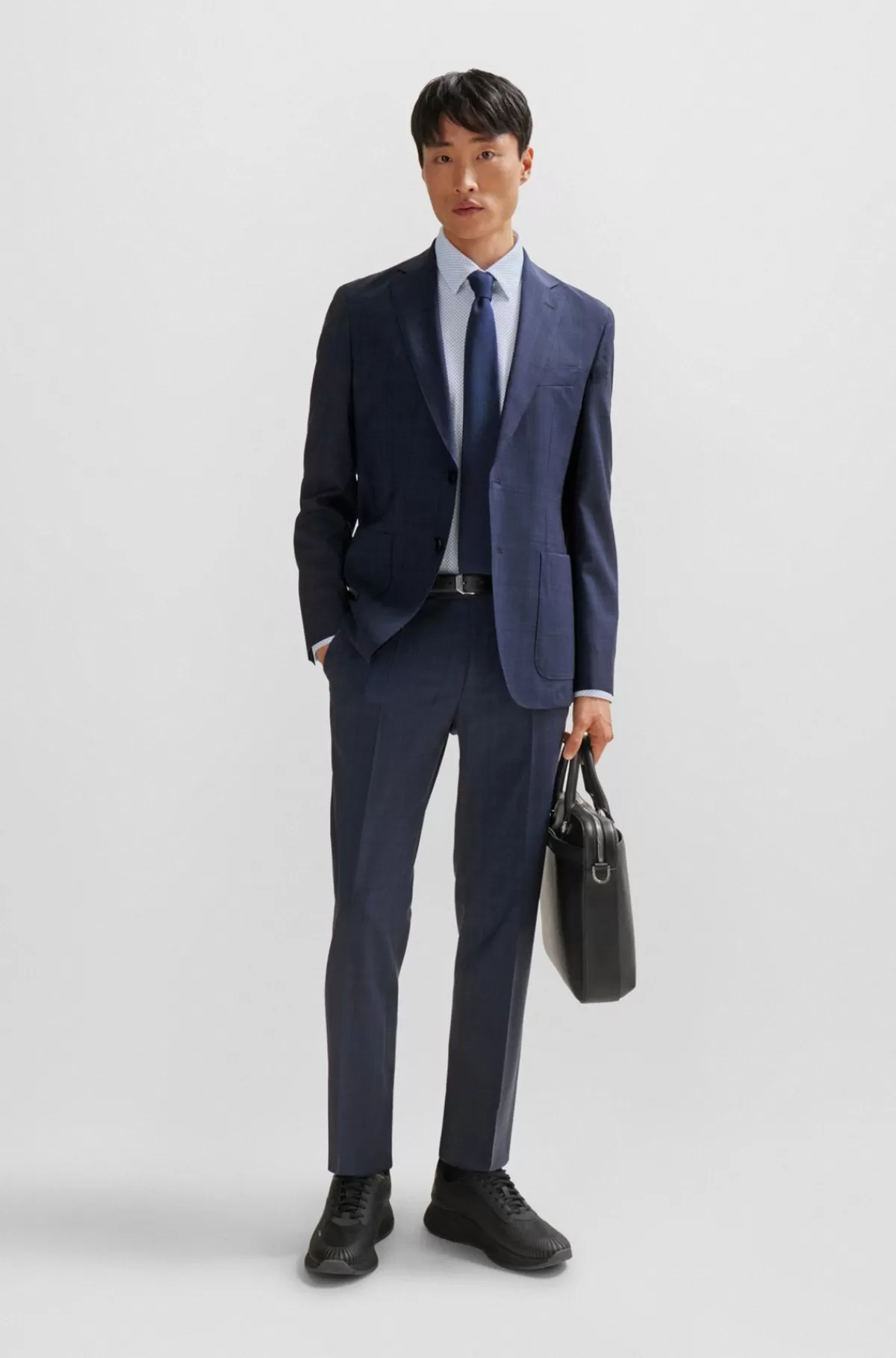 HUGO BOSS Skjorte Islim Fit Med Printet Stof Med Performance-stræk Lyseblå Shop