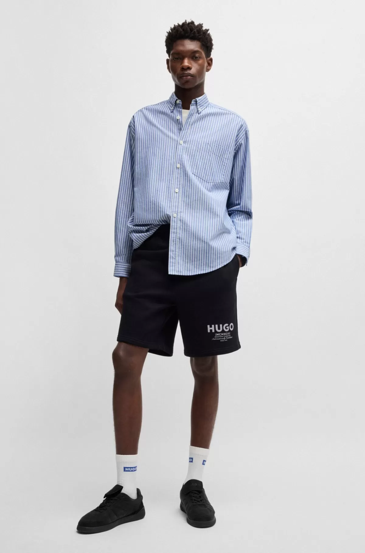 HUGO BOSS Skjorte Med Afslappet Krave Og Oversize Fit I Oxfordbomuld Lyseblå Best Sale