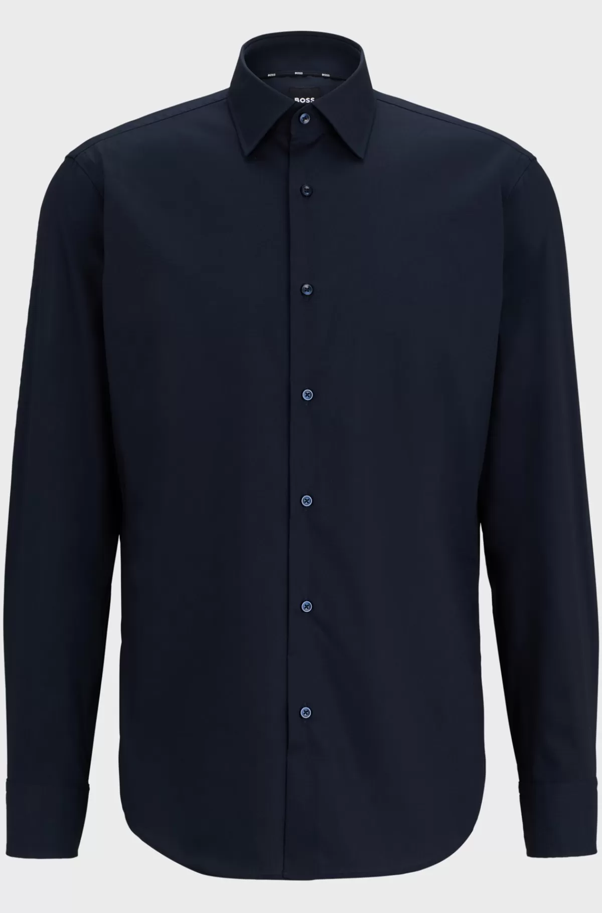 HUGO BOSS Skjorte Med Almindelig Pasform I Bomuldspoplin Med Stræk, Der Er Let At Stryge Mørkeblå Flash Sale
