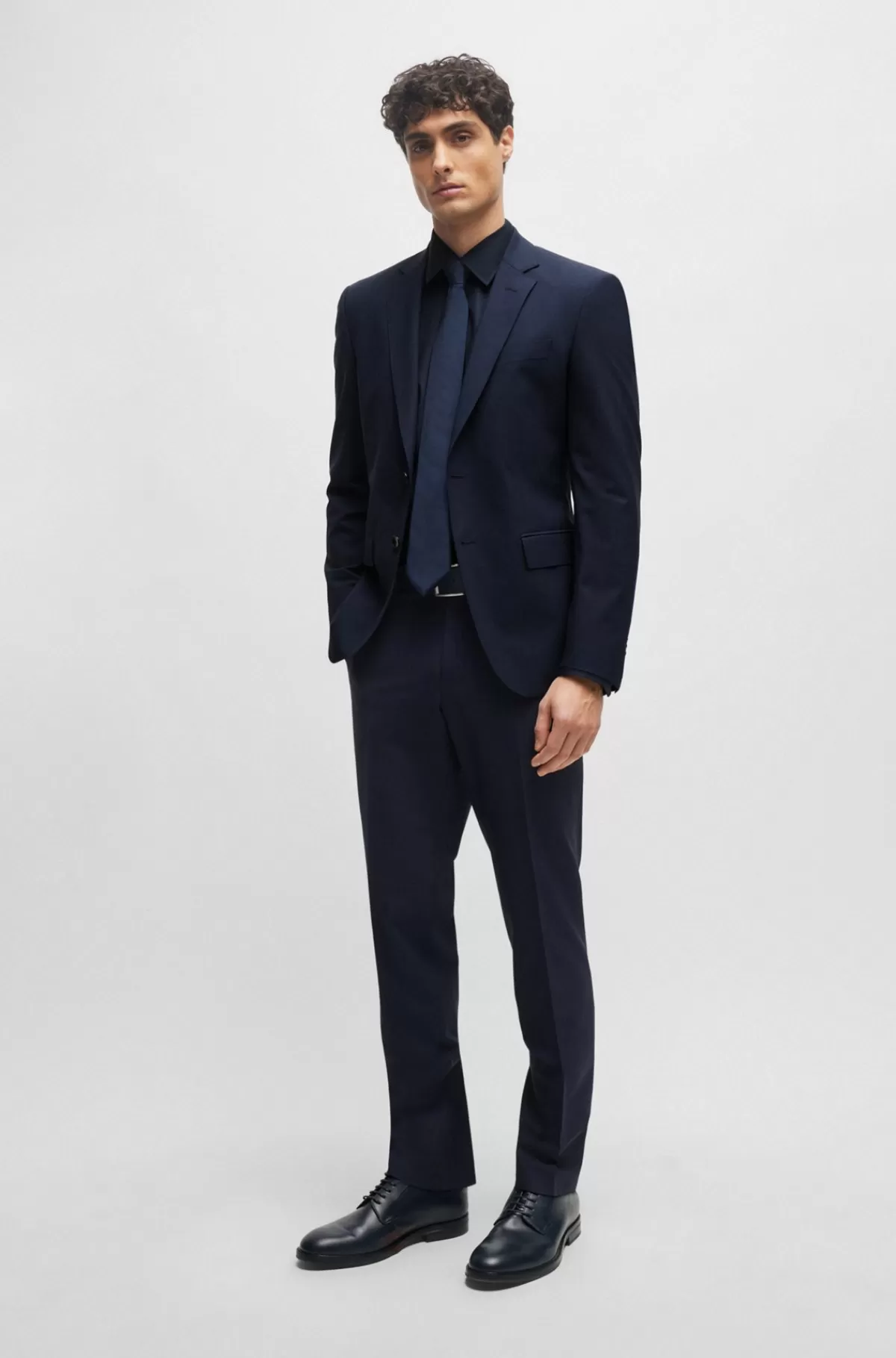 HUGO BOSS Skjorte Med Almindelig Pasform I Bomuldspoplin Med Stræk, Der Er Let At Stryge Mørkeblå Flash Sale