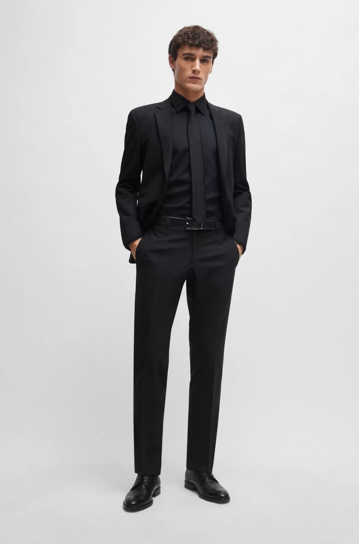 HUGO BOSS Skjorte Med Almindelig Pasform I Bomuldspoplin Med Stræk, Der Er Let At Stryge Sort Flash Sale