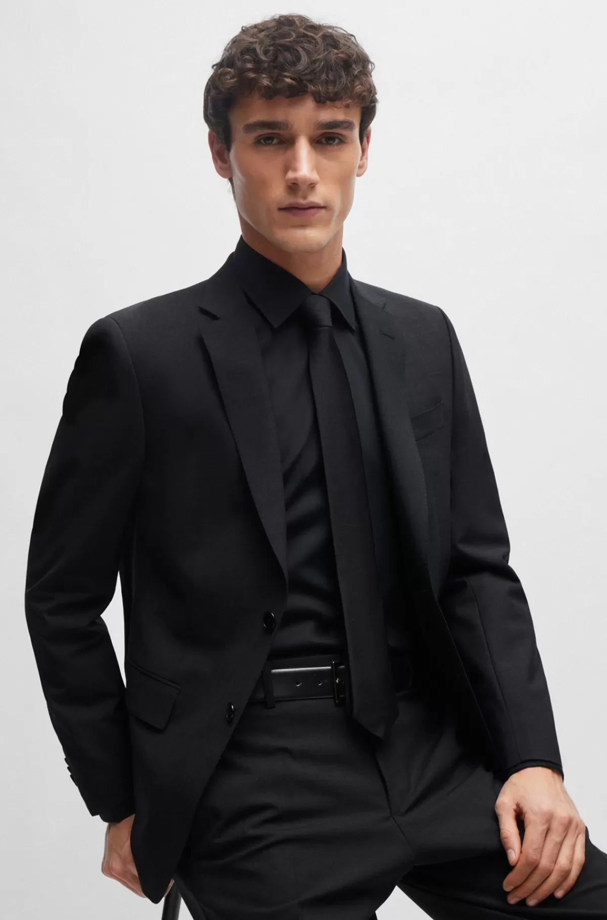HUGO BOSS Skjorte Med Almindelig Pasform I Bomuldspoplin Med Stræk, Der Er Let At Stryge Sort Flash Sale