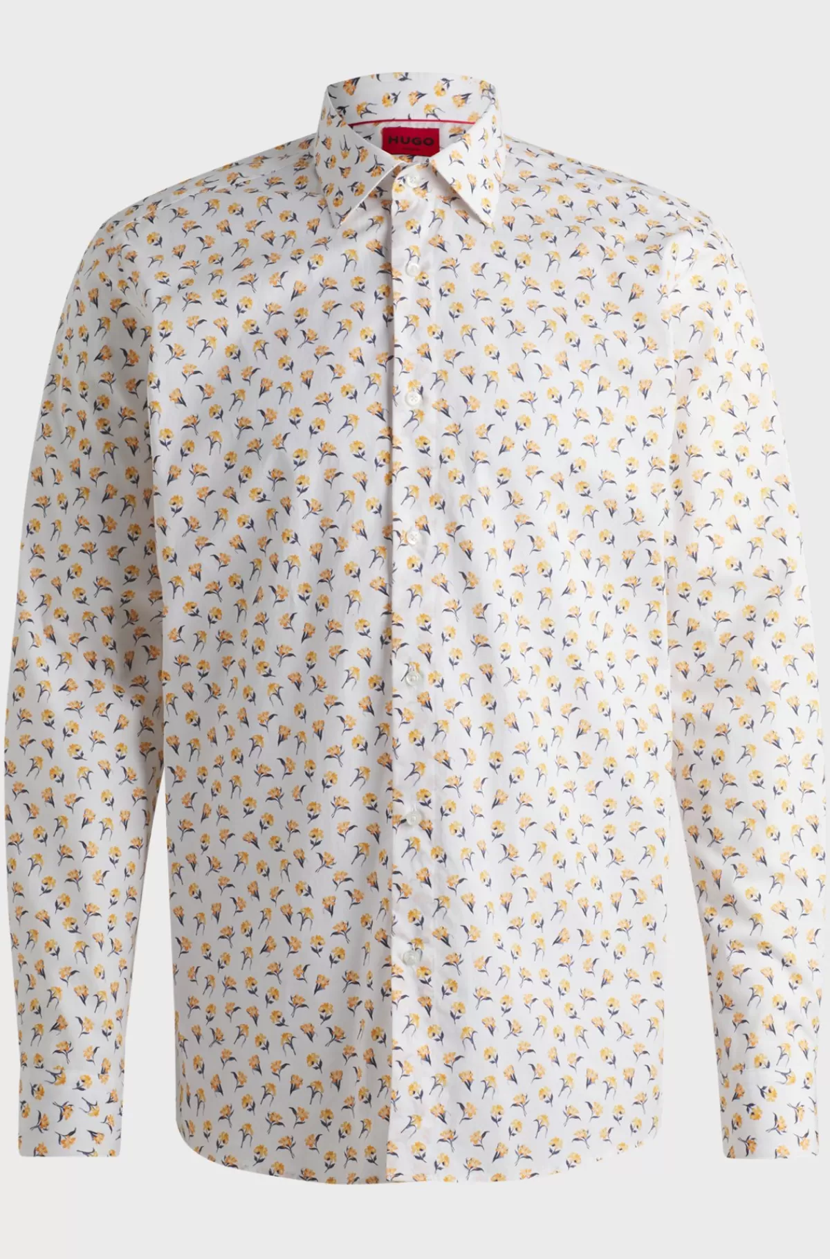 HUGO BOSS Skjorte Med Et Moderne Fit I Bomuldspoplin Med Print Lys orange Best