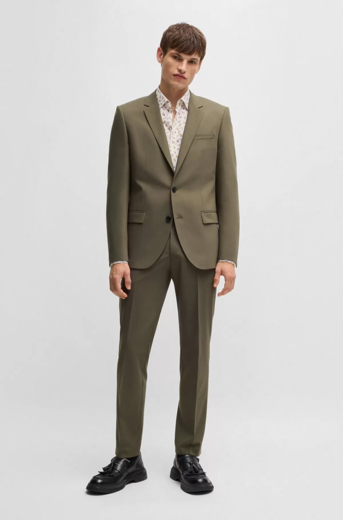 HUGO BOSS Skjorte Med Et Moderne Fit I Bomuldspoplin Med Print Lys orange Best