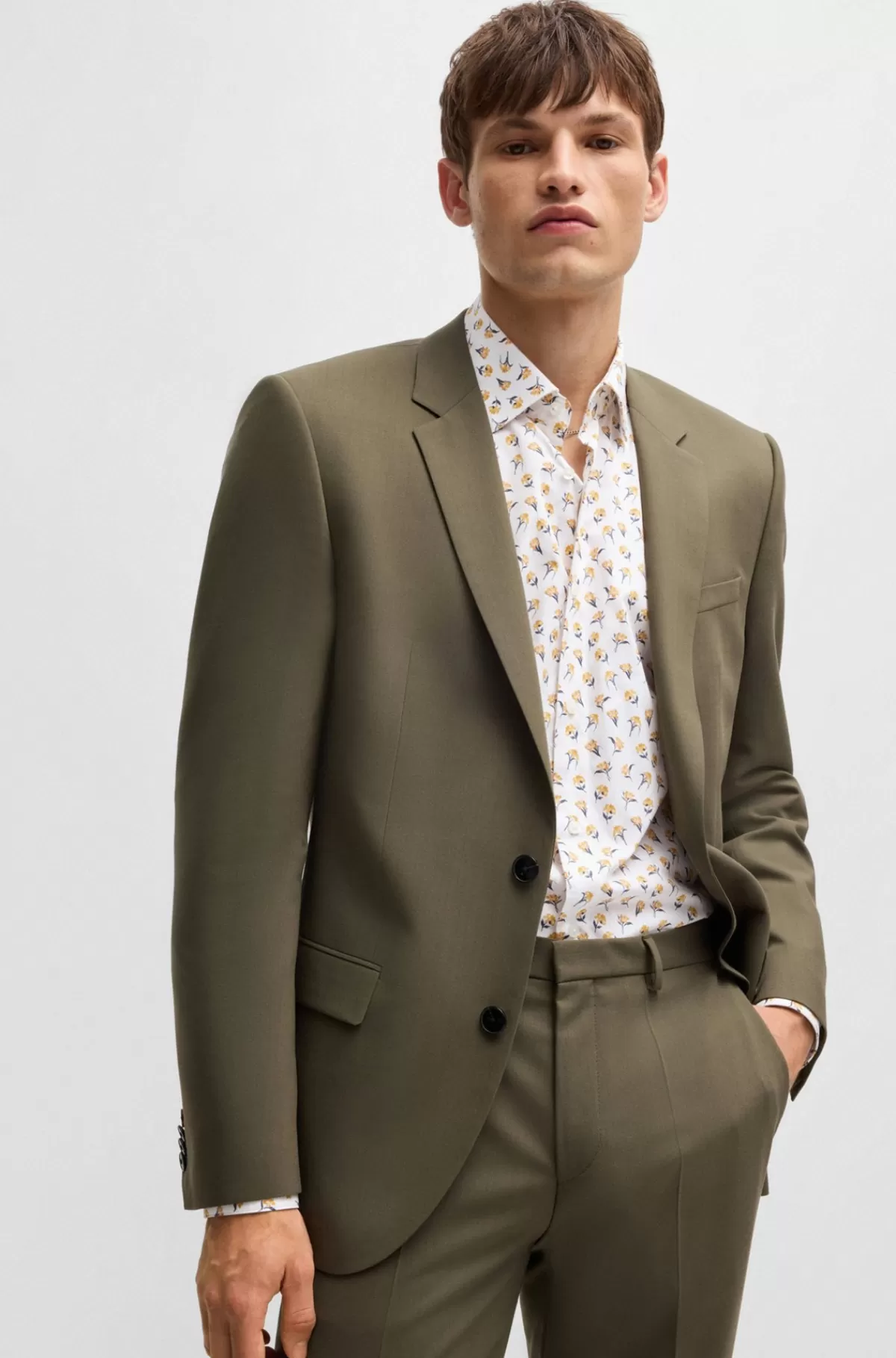 HUGO BOSS Skjorte Med Et Moderne Fit I Bomuldspoplin Med Print Lys orange Best