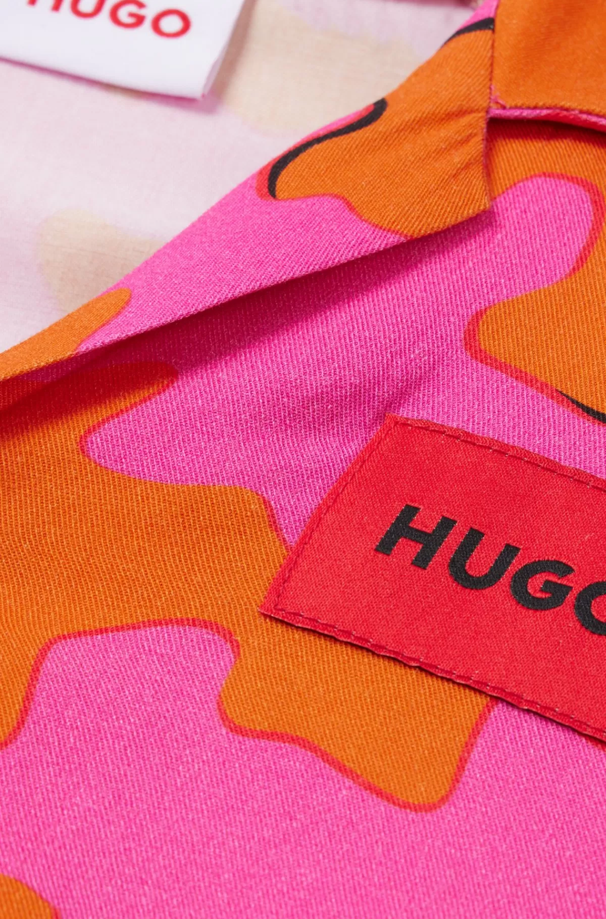 HUGO BOSS Skjorte Med Et Sejt Tryk Og Rødt Logomærkat Til Børn Orange Discount