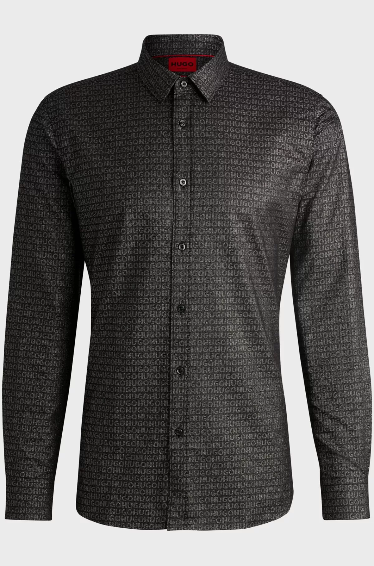 HUGO BOSS Skjorte Med Extra Slim Fit I Bomuldsblanding Med Logomønster Sort Online