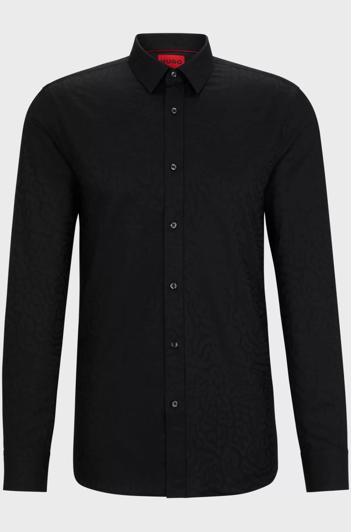 HUGO BOSS Skjorte Med Extra Slim Fit I Bomuldsjacquard Med Dyremønster Sort Shop