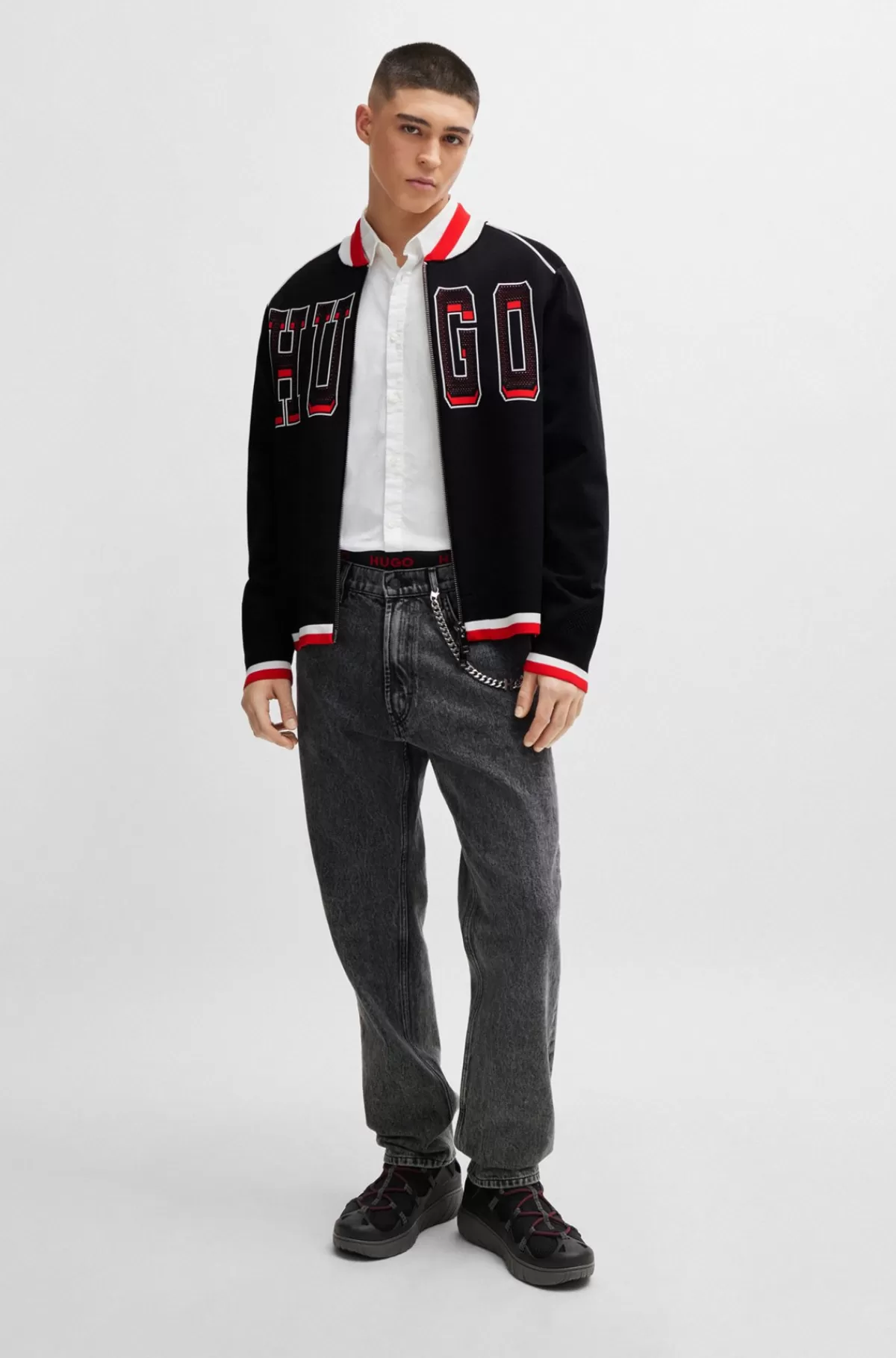 HUGO BOSS Skjorte Med Extra Slim Fit I Ferskenblødt Bomuld Med Stræk Hvid Hot